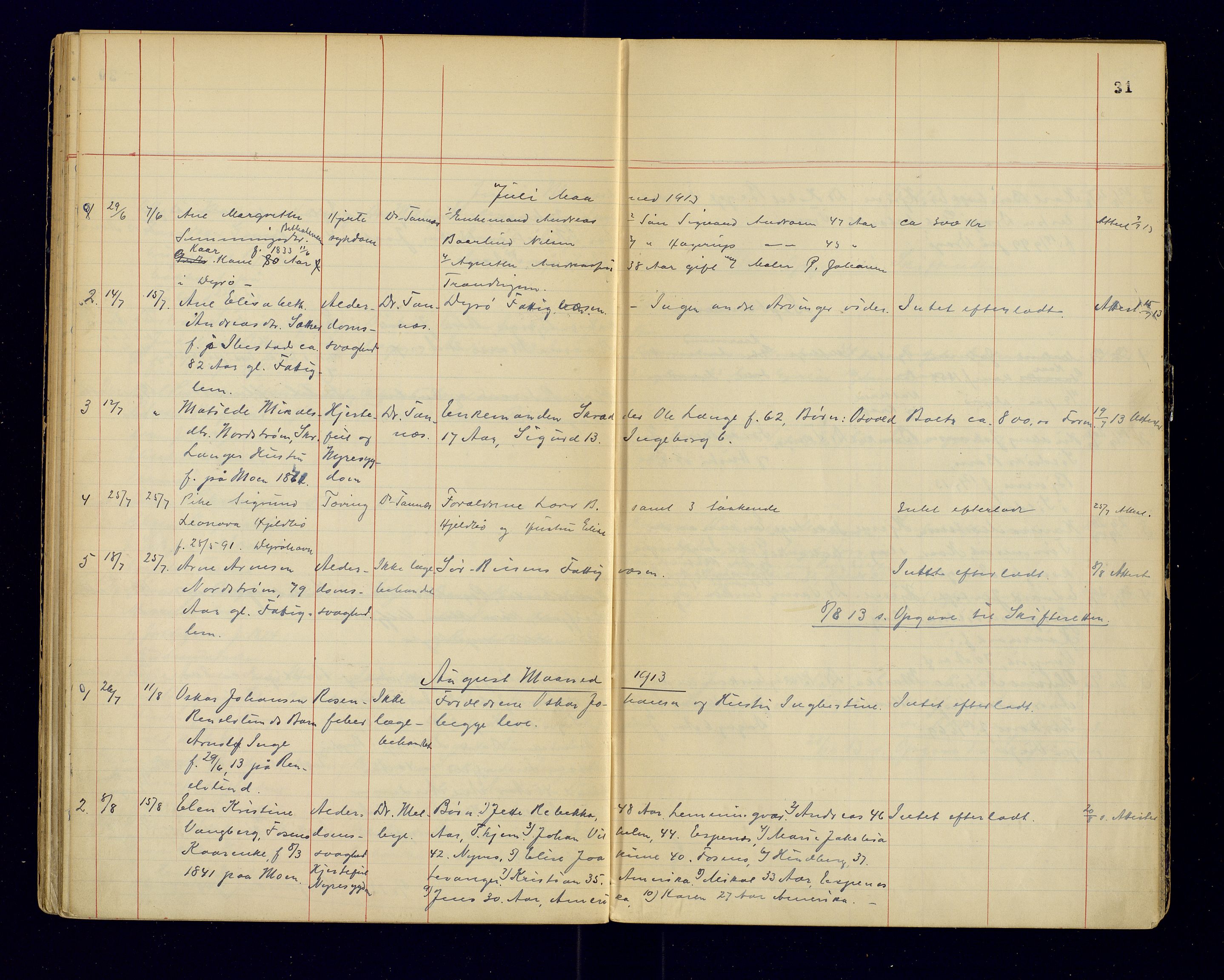Tranøy lensmannskontor (Sørreisa lensmannskontor), AV/SATØ-SATØ-46/1/F/Fi/Fia/L0147: Dødsfallsprotokoller, 1909-1919, p. 31