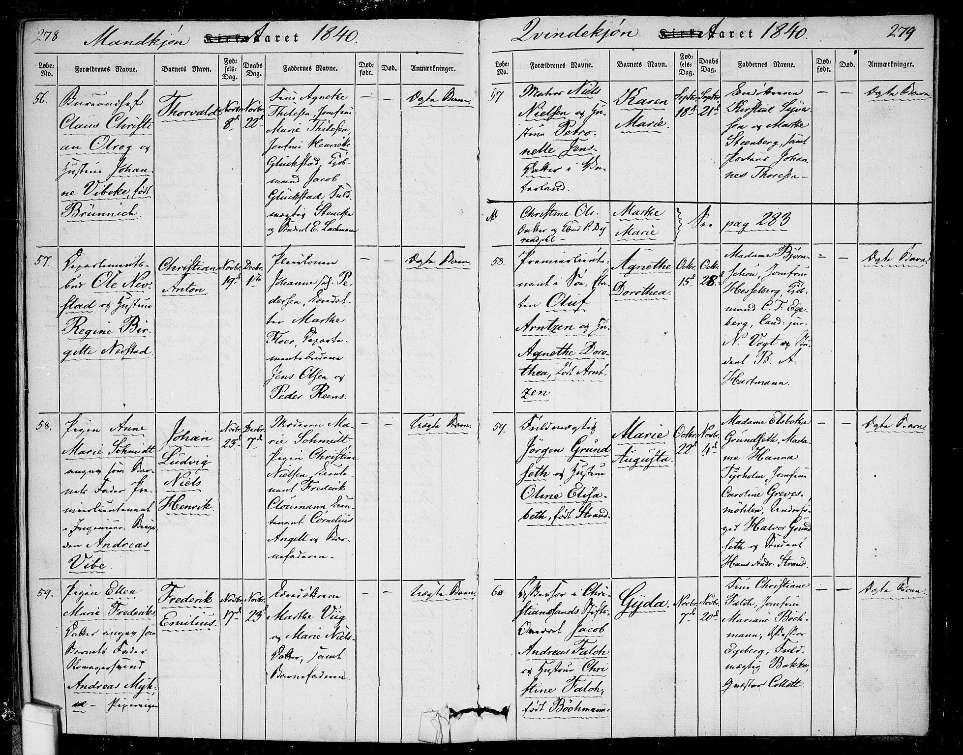 Rikshospitalet prestekontor Kirkebøker, SAO/A-10309b/F/L0002: Parish register (official) no. 2, 1832-1840, p. 278-279