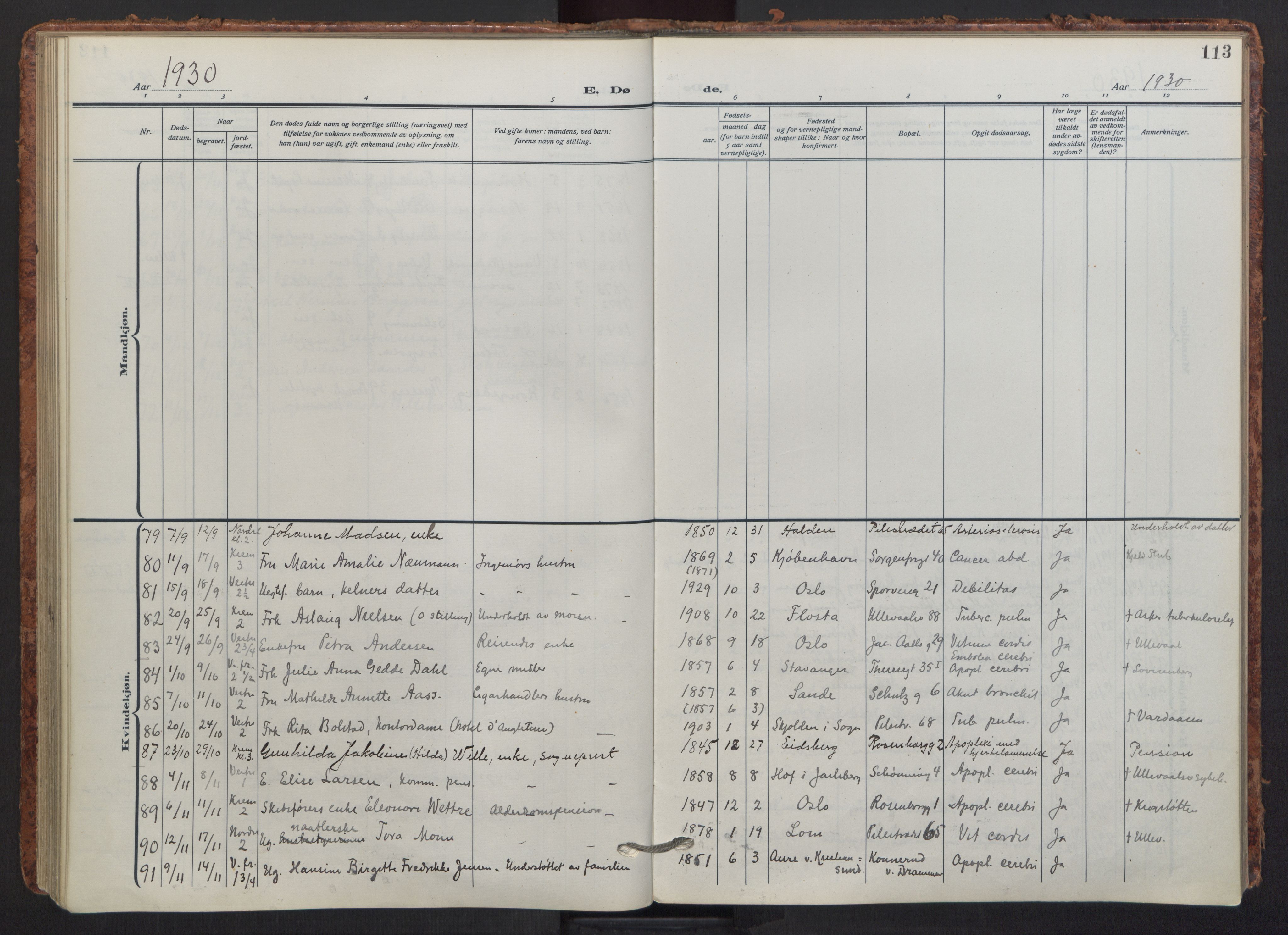 Fagerborg prestekontor Kirkebøker, AV/SAO-A-10844/F/Fa/L0008: Parish register (official) no. 8, 1917-1938, p. 113