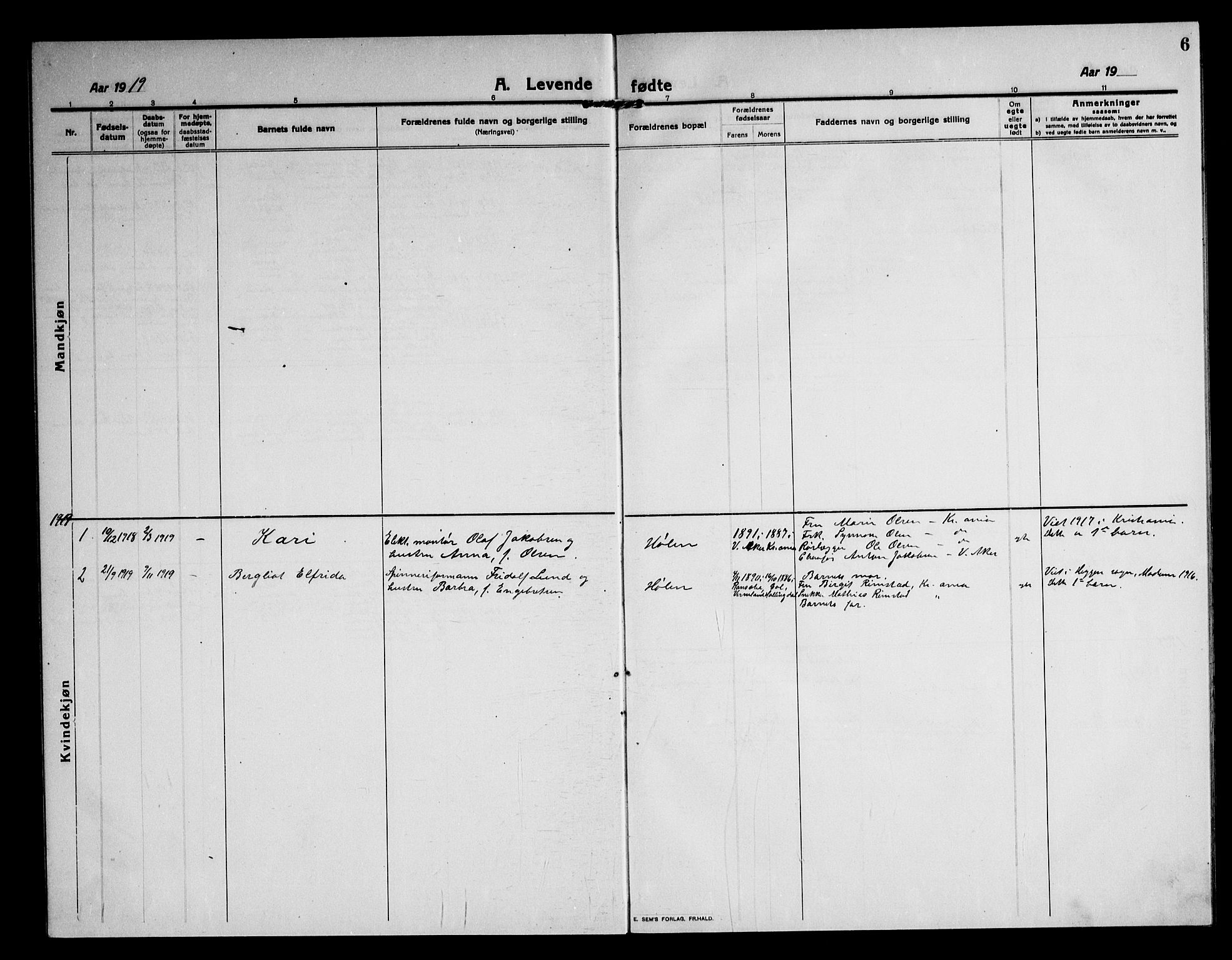 Vestby prestekontor Kirkebøker, AV/SAO-A-10893/G/Gc/L0006: Parish register (copy) no. III 6, 1915-1946, p. 6