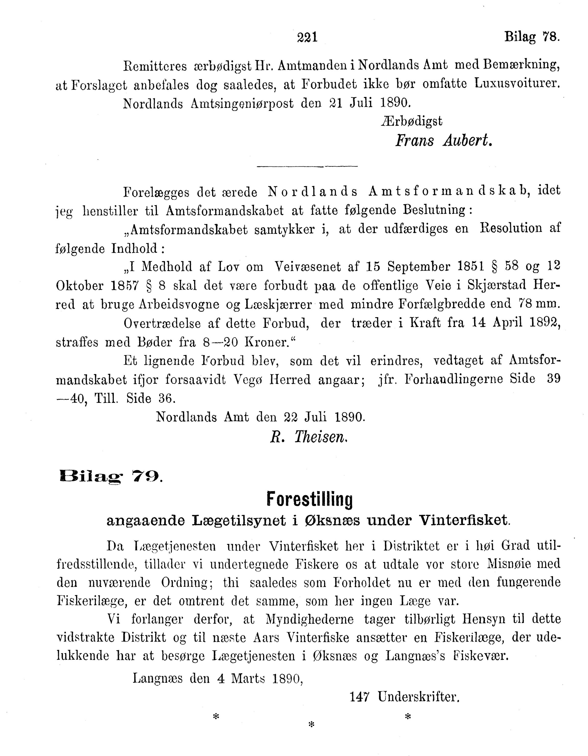 Nordland Fylkeskommune. Fylkestinget, AIN/NFK-17/176/A/Ac/L0015: Fylkestingsforhandlinger 1886-1890, 1886-1890