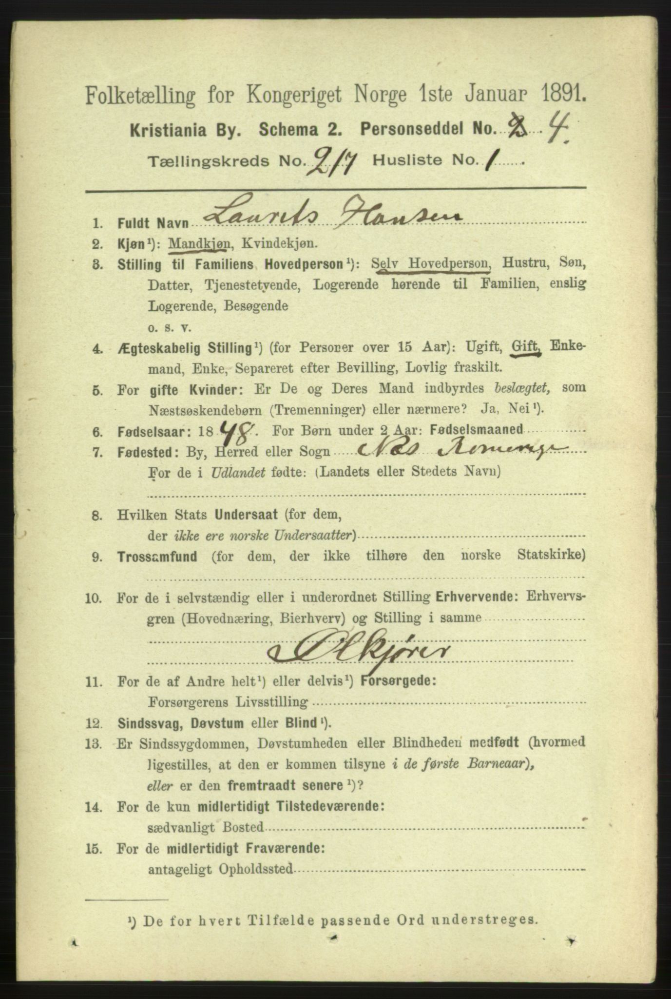 RA, 1891 census for 0301 Kristiania, 1891, p. 128351