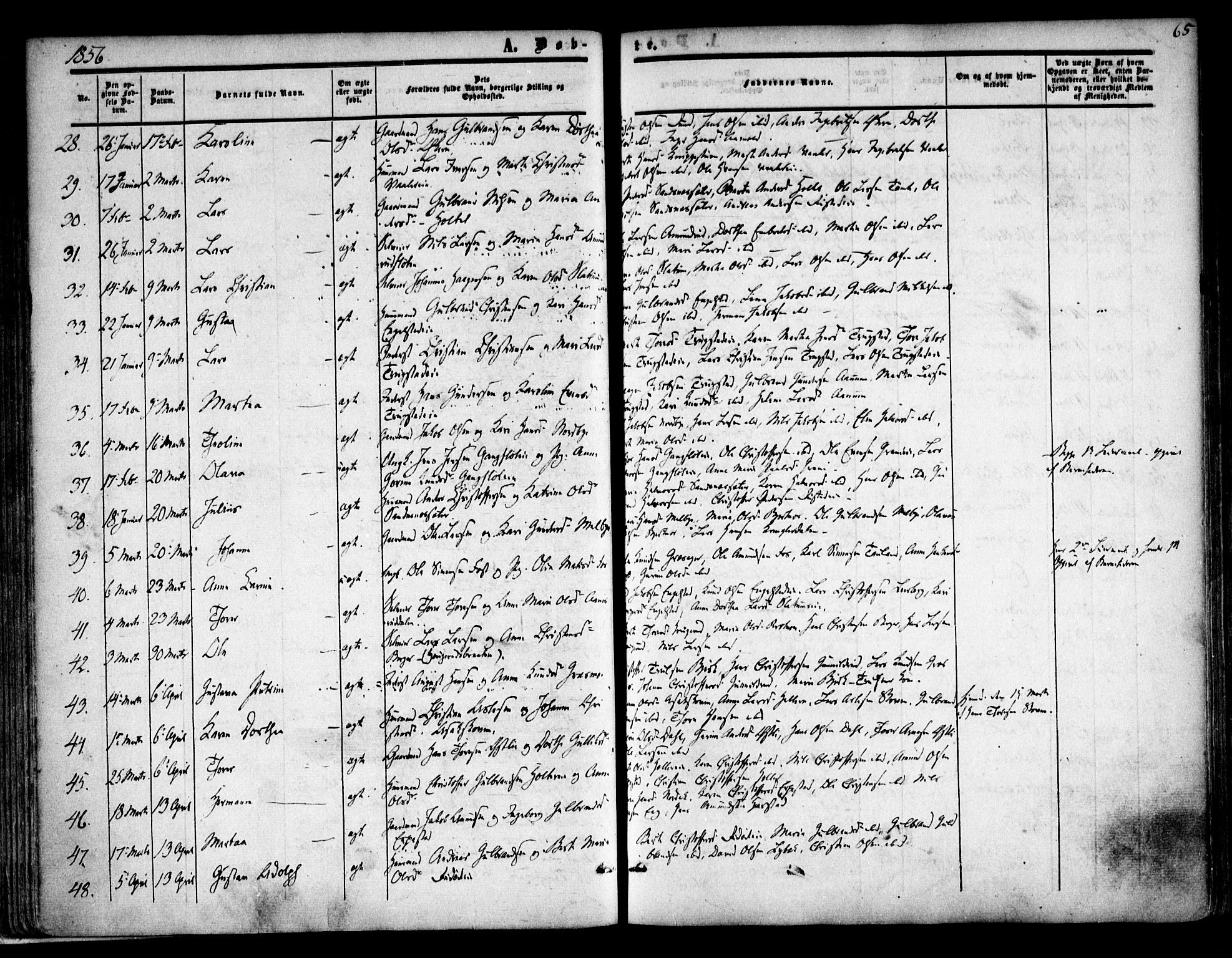 Nannestad prestekontor Kirkebøker, AV/SAO-A-10414a/F/Fa/L0011: Parish register (official) no. I 11, 1850-1859, p. 65