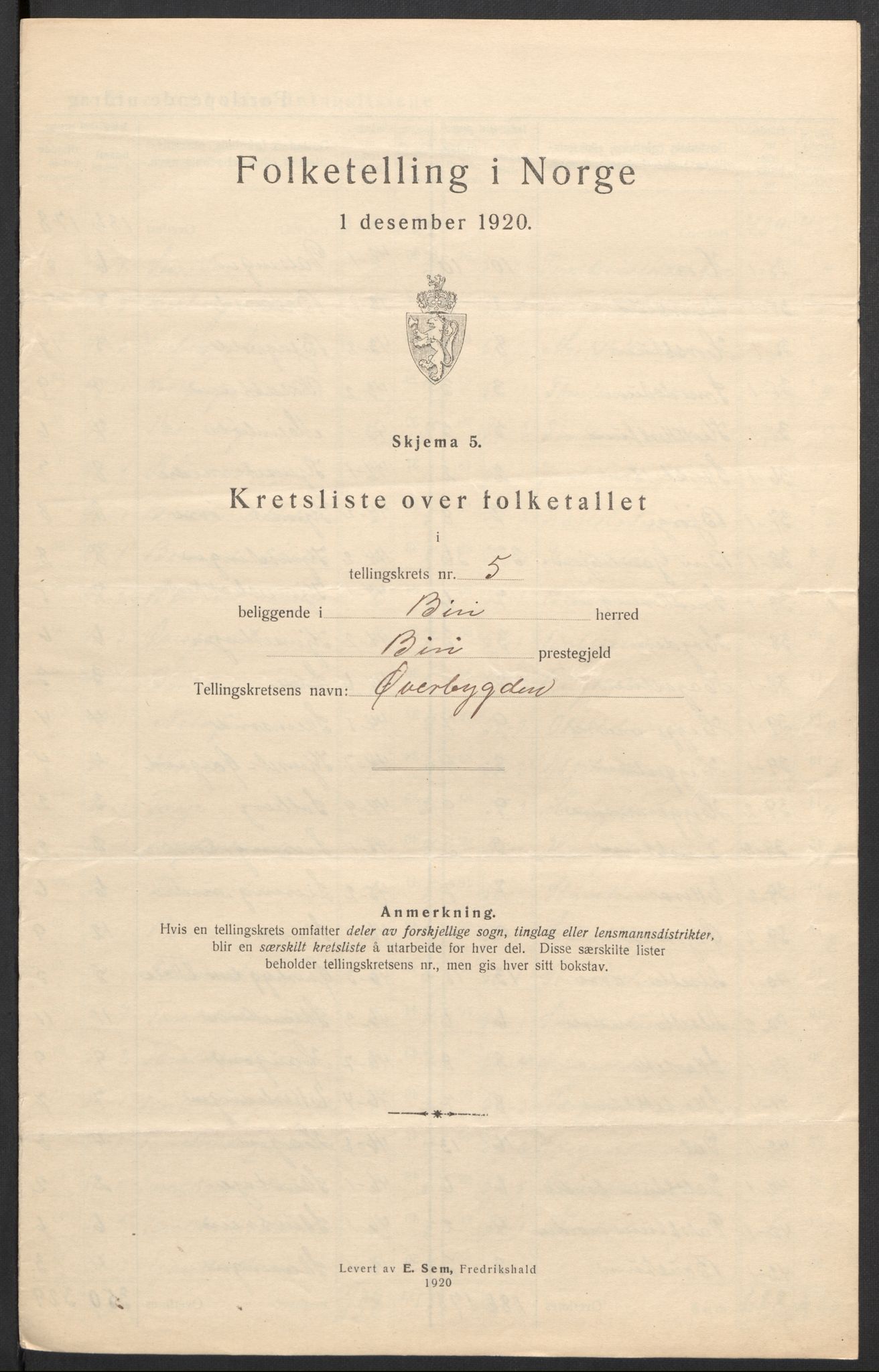 SAH, 1920 census for Biri, 1920, p. 22