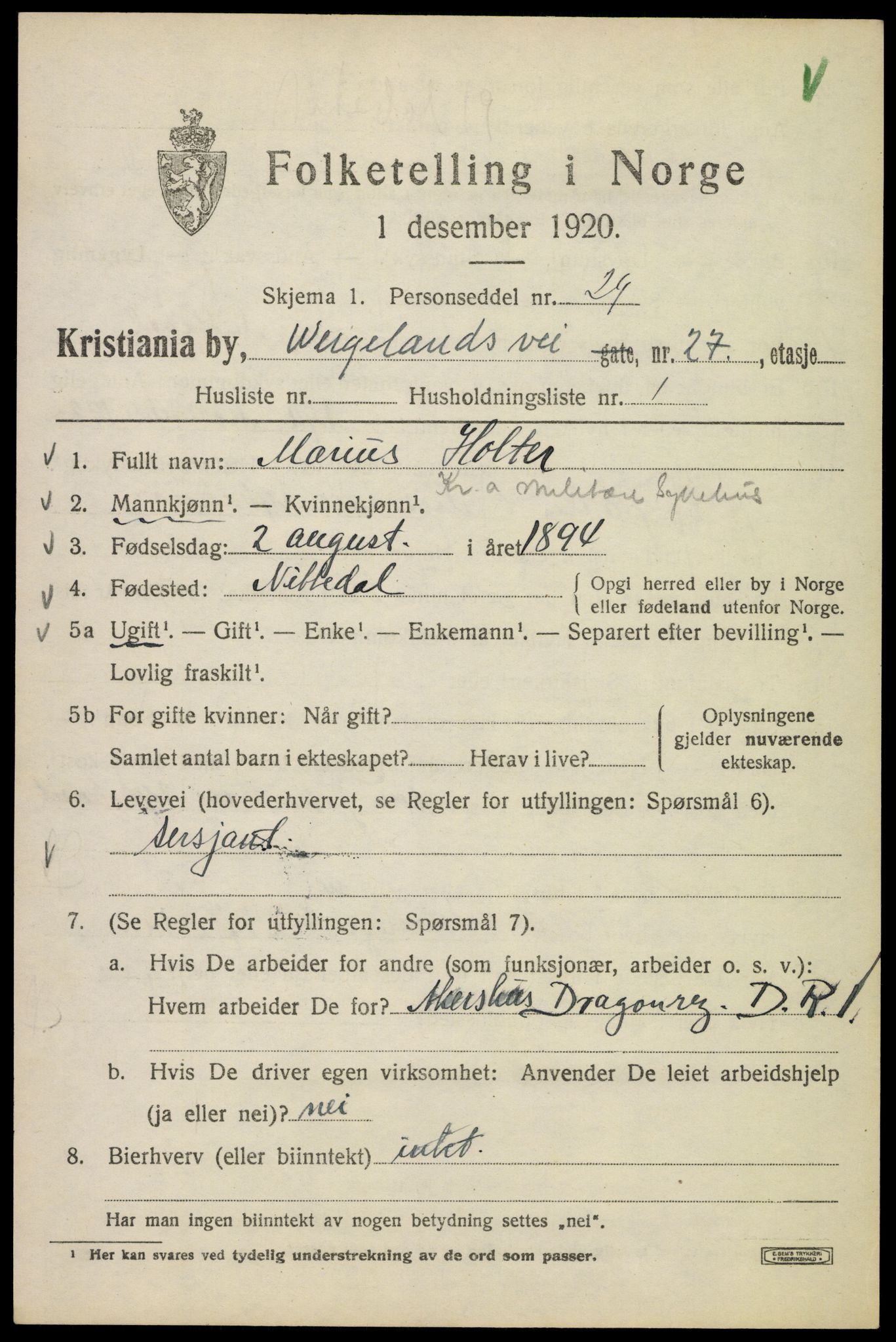 SAO, 1920 census for Kristiania, 1920, p. 651497