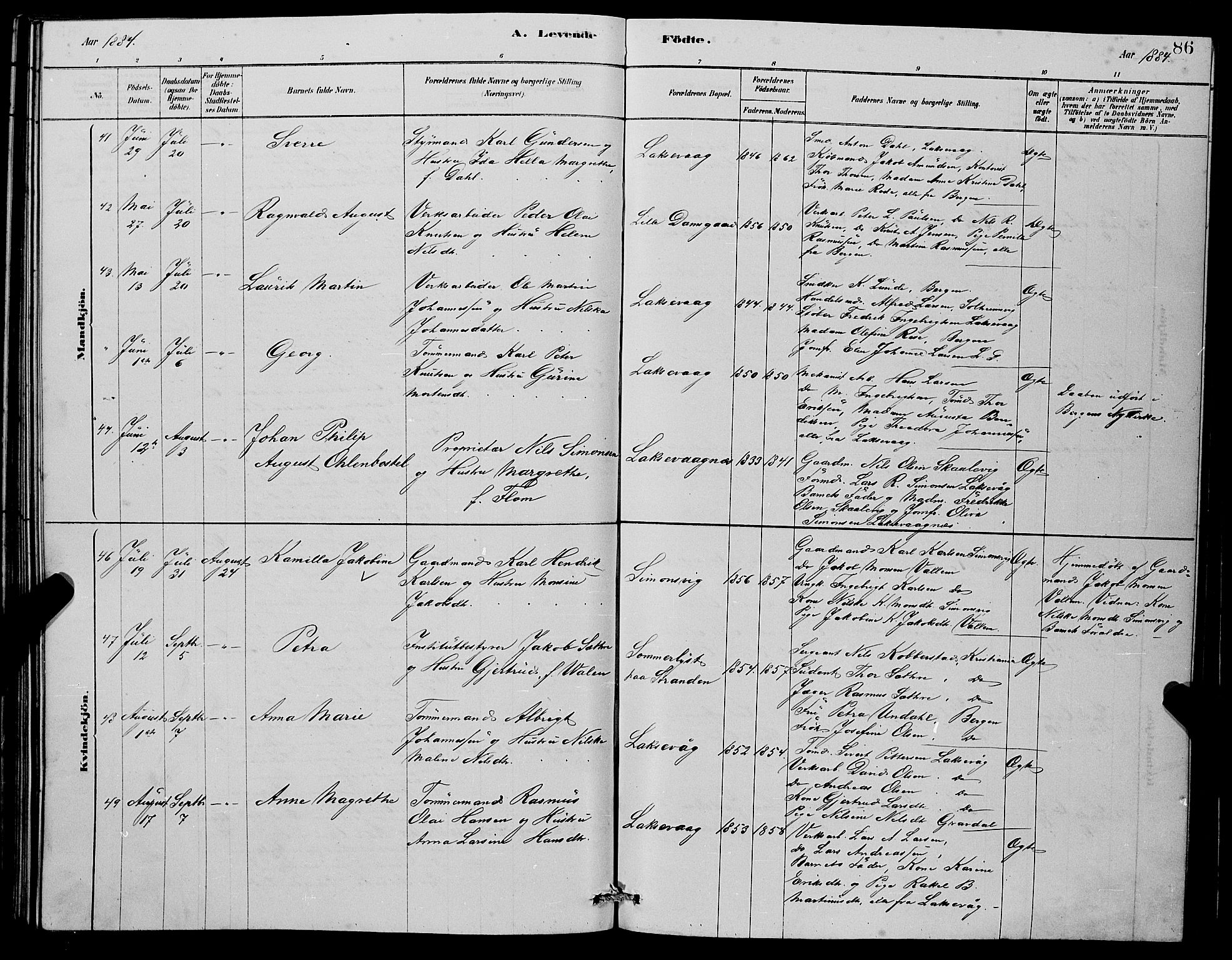 Laksevåg Sokneprestembete, AV/SAB-A-76501/H/Ha/Hab/Haba/L0002: Parish register (copy) no. A 2, 1877-1887, p. 86