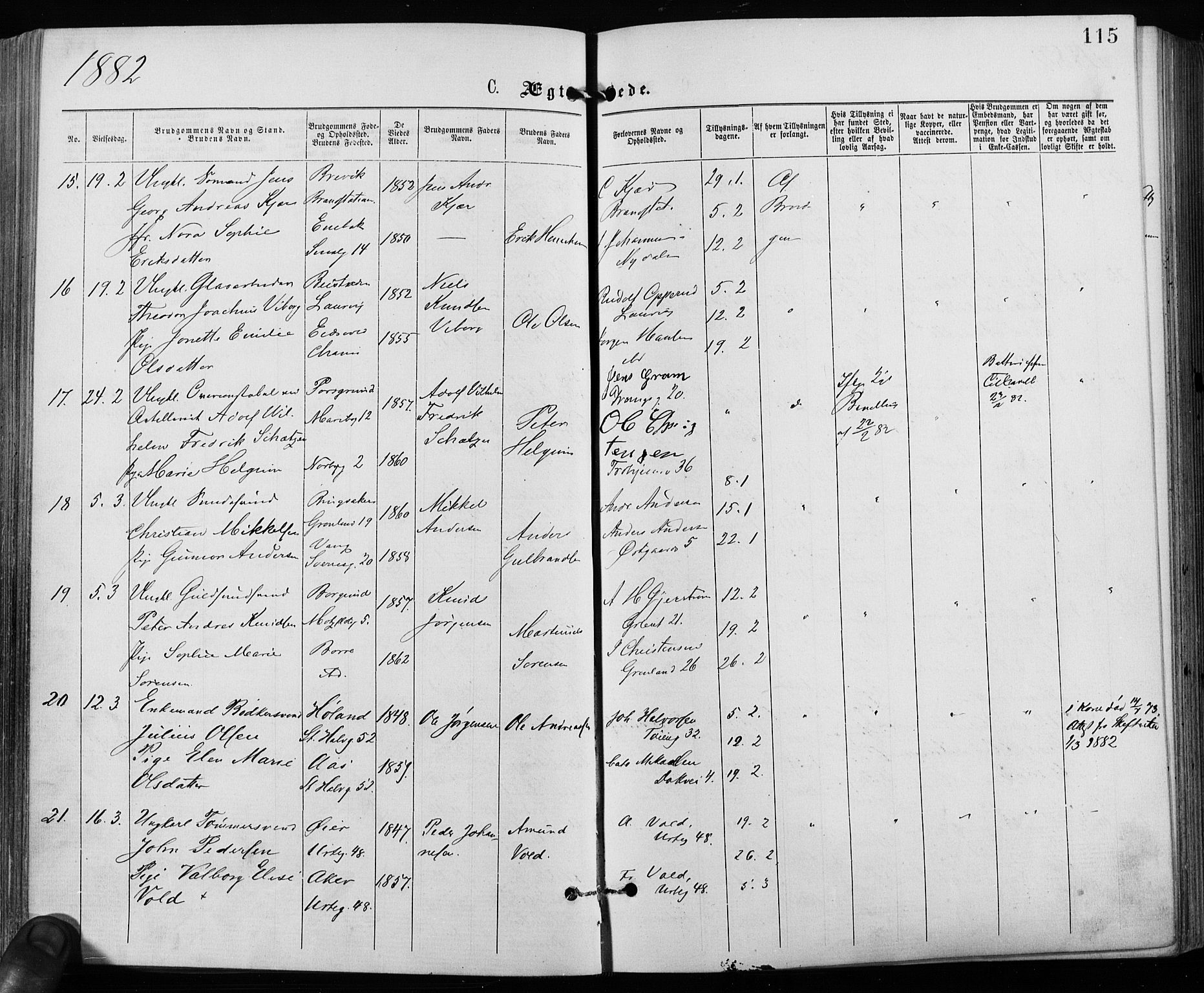 Grønland prestekontor Kirkebøker, AV/SAO-A-10848/F/Fa/L0006: Parish register (official) no. 6, 1877-1886, p. 115