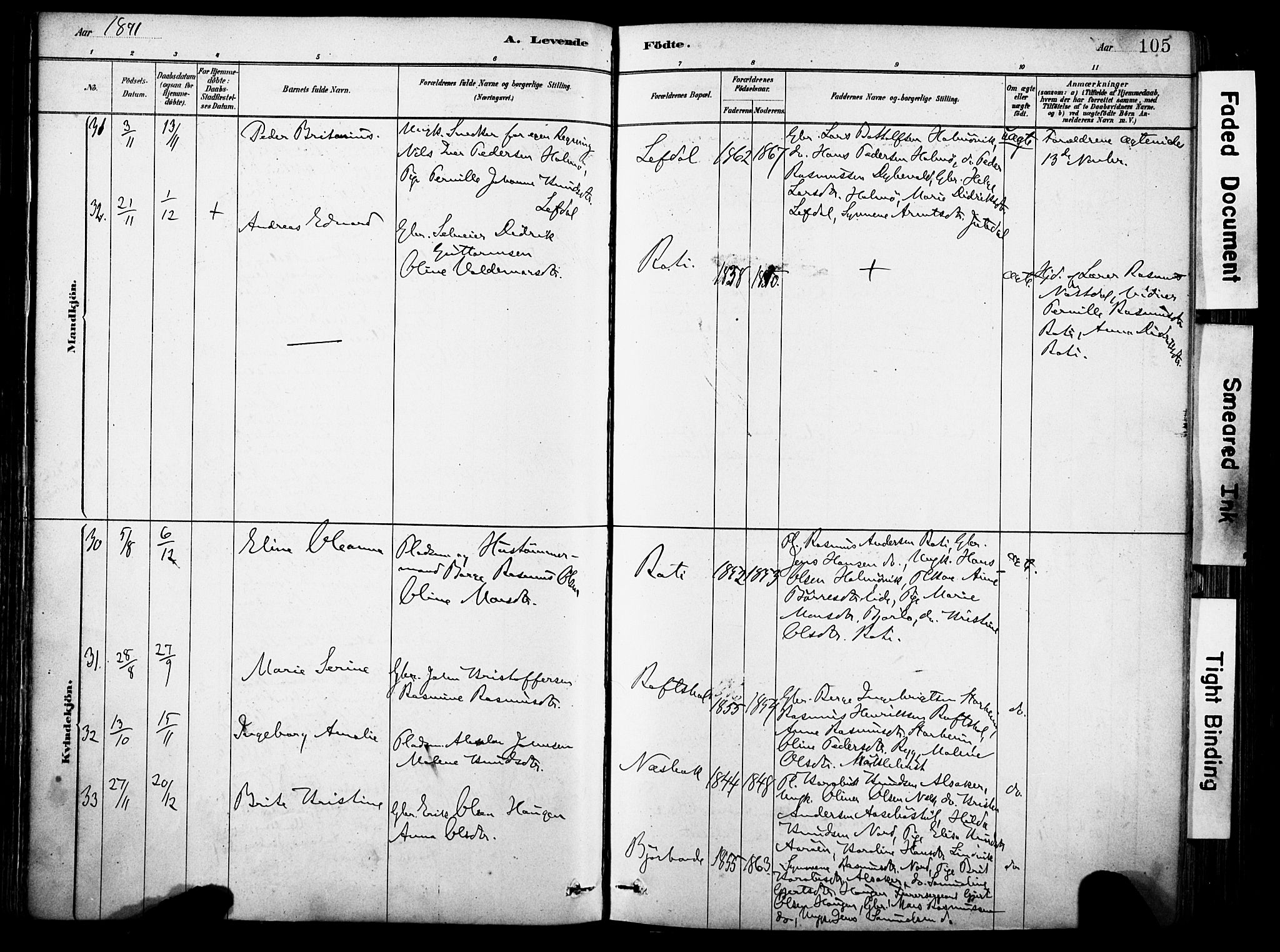 Eid sokneprestembete, AV/SAB-A-82301/H/Haa/Haab/L0001: Parish register (official) no. B 1, 1879-1906, p. 105