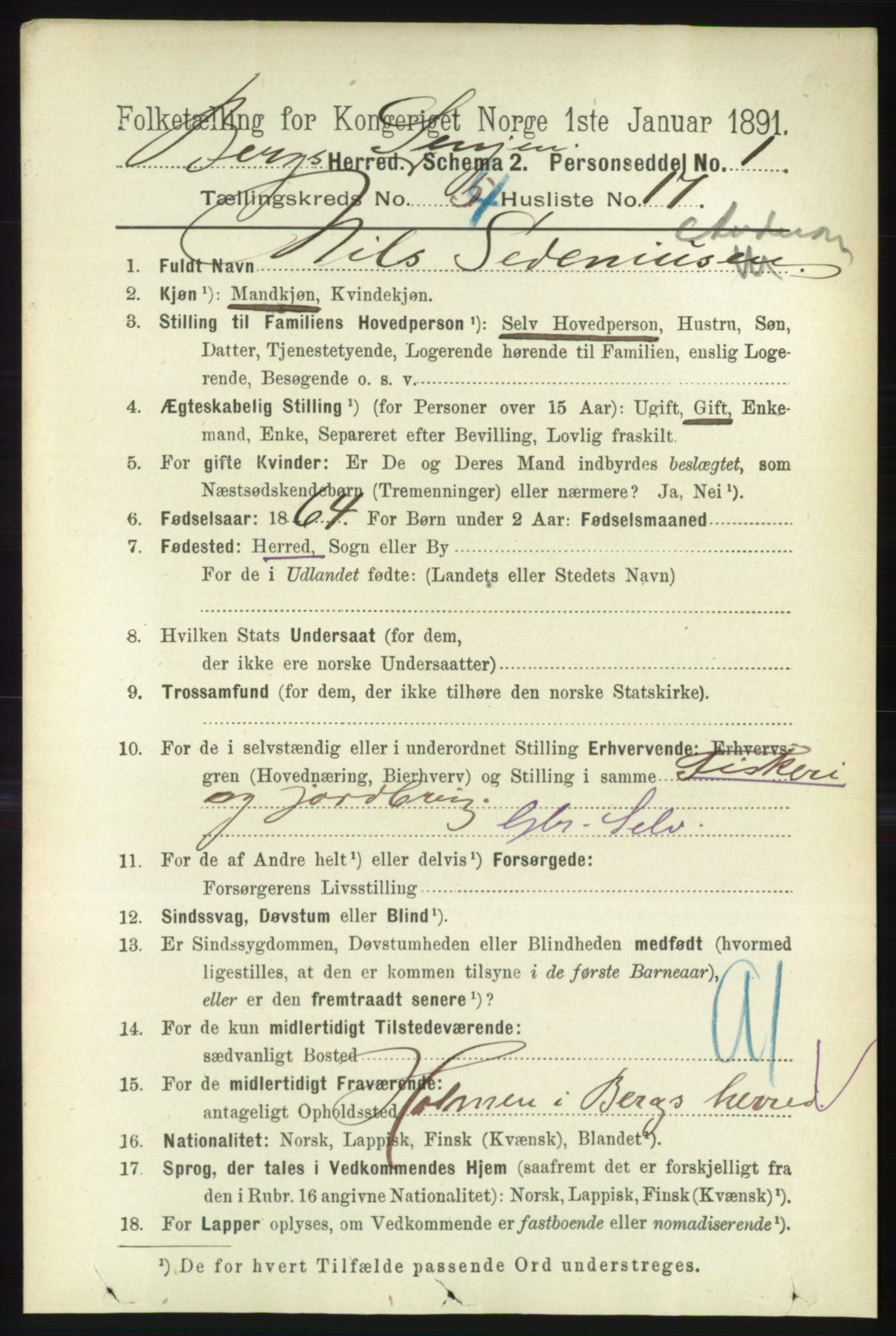 RA, 1891 census for 1929 Berg, 1891, p. 1744