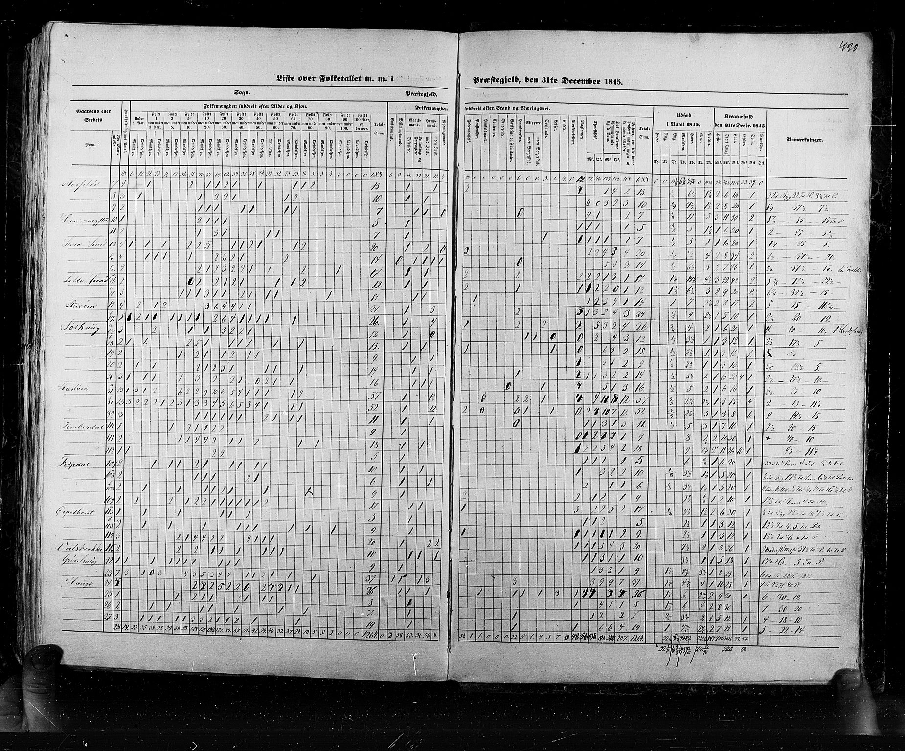 RA, Census 1845, vol. 6: Lister og Mandal amt og Stavanger amt, 1845, p. 420