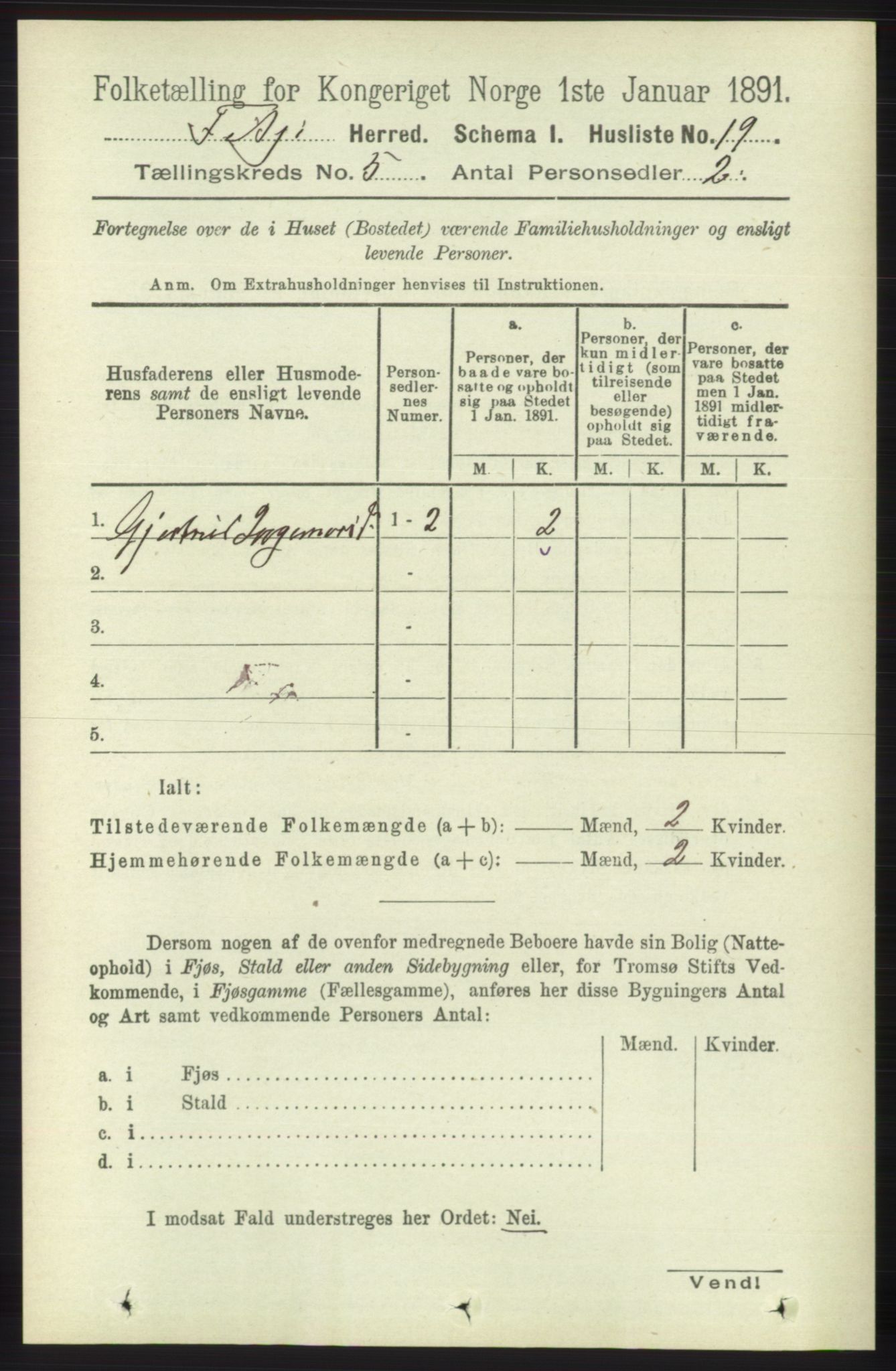 RA, 1891 census for 1222 Fitjar, 1891, p. 1695