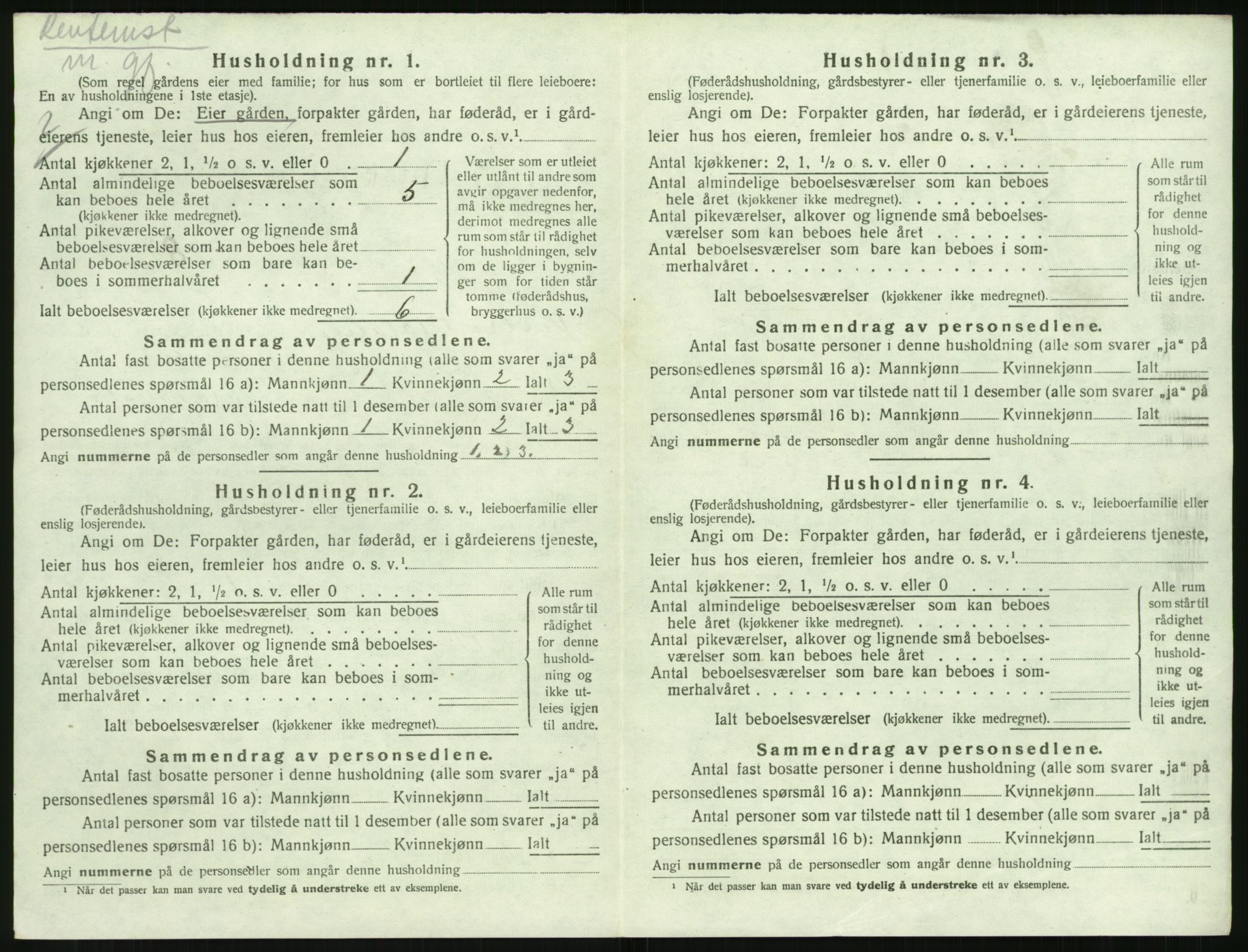 SAK, 1920 census for Vestre Moland, 1920, p. 812