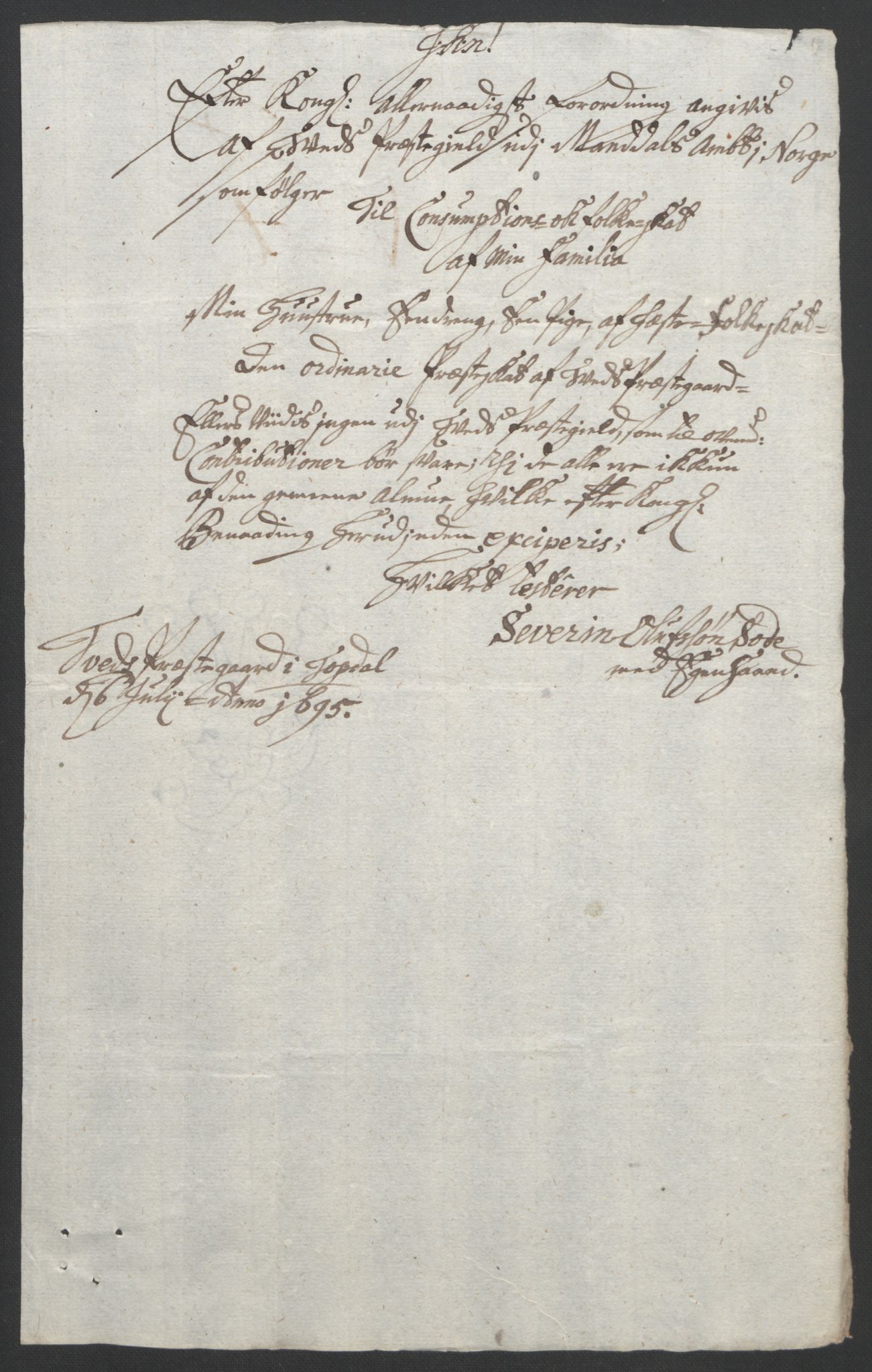 Rentekammeret inntil 1814, Reviderte regnskaper, Fogderegnskap, AV/RA-EA-4092/R43/L2545: Fogderegnskap Lista og Mandal, 1694-1695, p. 272