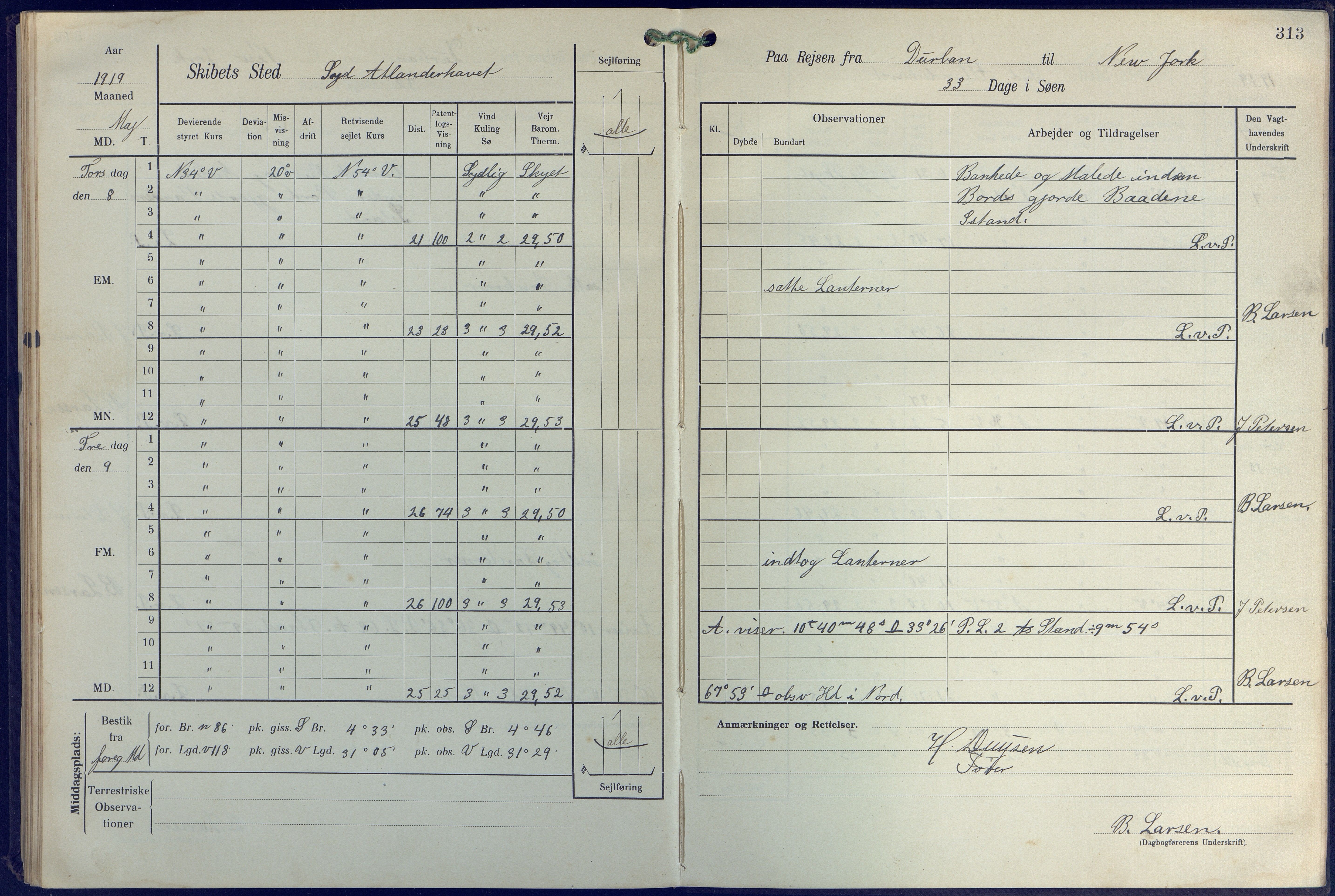 Fartøysarkivet, AAKS/PA-1934/F/L0271: Pehr Ugland (bark), 1917-1919, p. 313