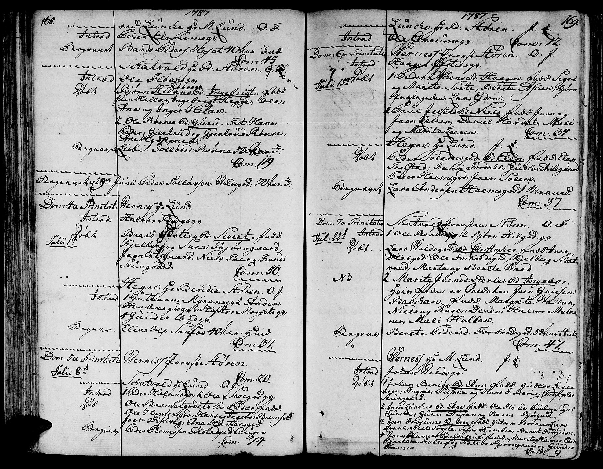 Ministerialprotokoller, klokkerbøker og fødselsregistre - Nord-Trøndelag, AV/SAT-A-1458/709/L0059: Parish register (official) no. 709A06, 1781-1797, p. 168-169