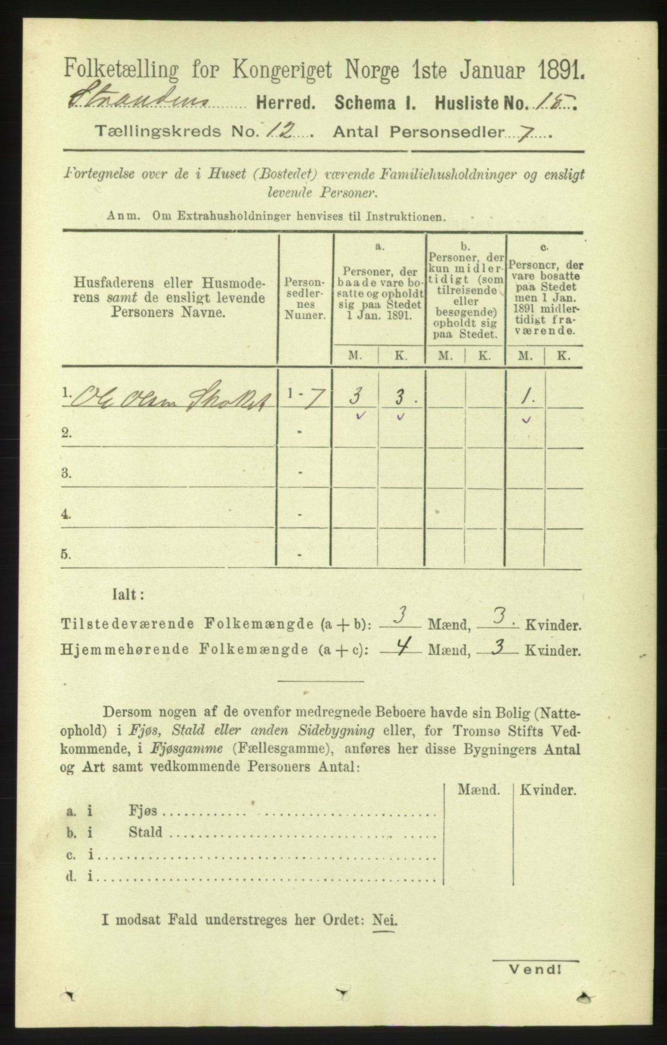 RA, 1891 census for 1525 Stranda, 1891, p. 2580