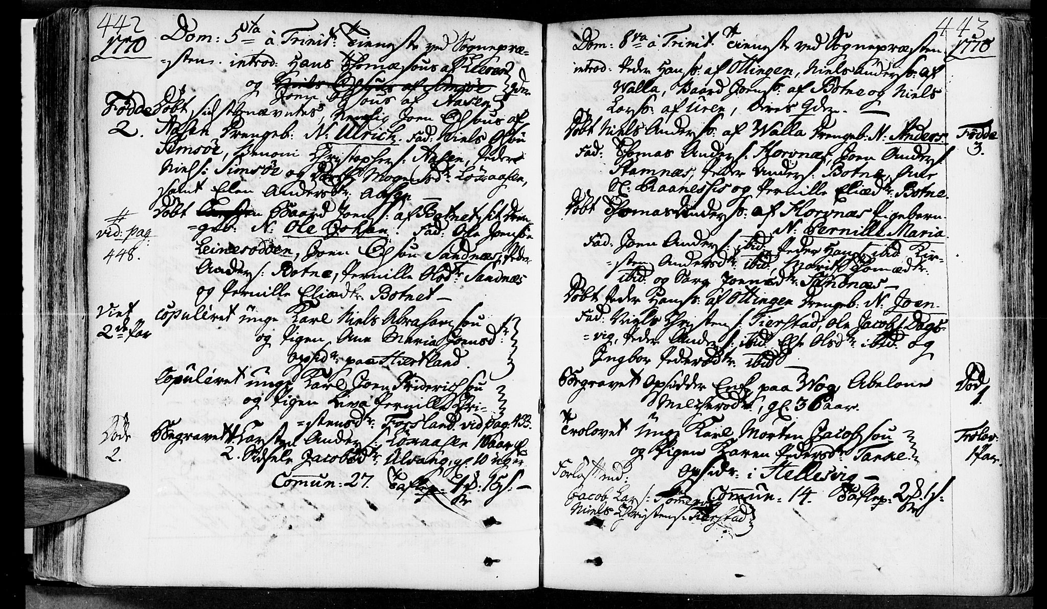 Ministerialprotokoller, klokkerbøker og fødselsregistre - Nordland, AV/SAT-A-1459/830/L0437: Parish register (official) no. 830A05 /2, 1768-1776, p. 442-443