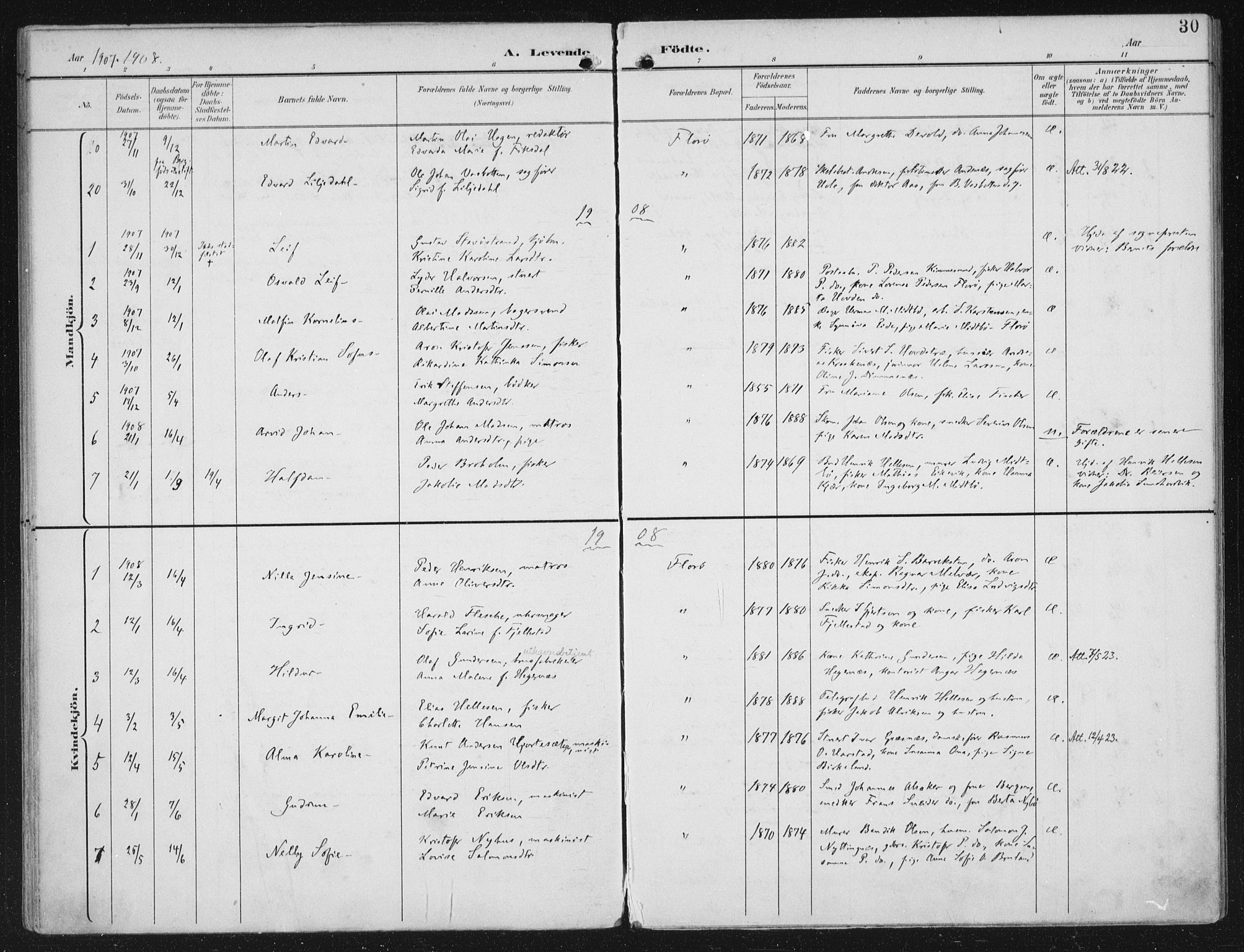 Kinn sokneprestembete, SAB/A-80801/H/Haa/Haac/L0002: Parish register (official) no. C 2, 1895-1916, p. 30