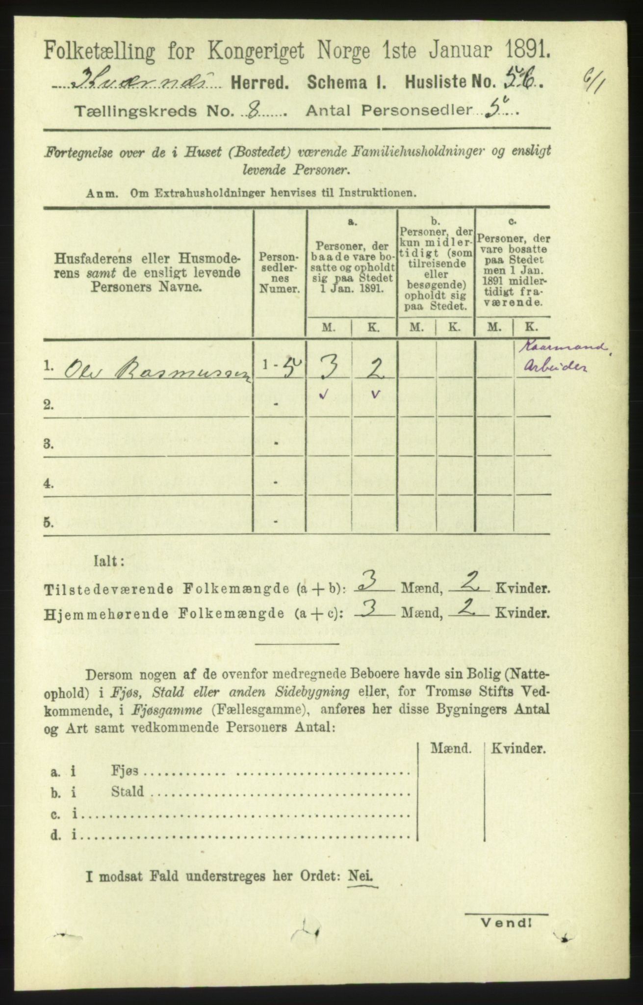 RA, 1891 census for 1553 Kvernes, 1891, p. 3512
