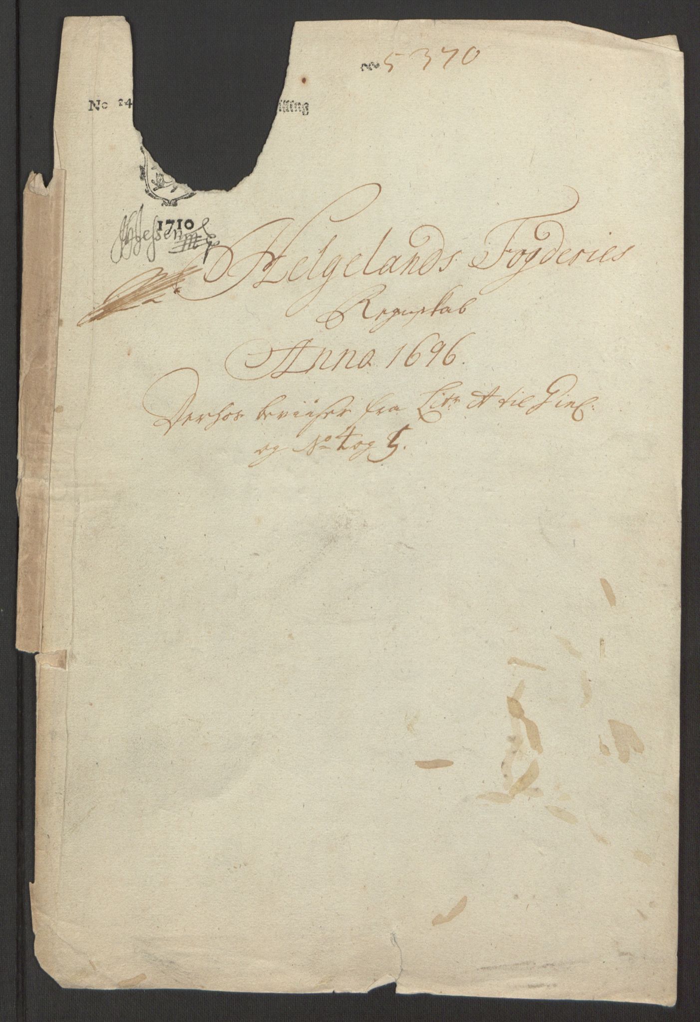 Rentekammeret inntil 1814, Reviderte regnskaper, Fogderegnskap, RA/EA-4092/R65/L4505: Fogderegnskap Helgeland, 1693-1696, p. 407