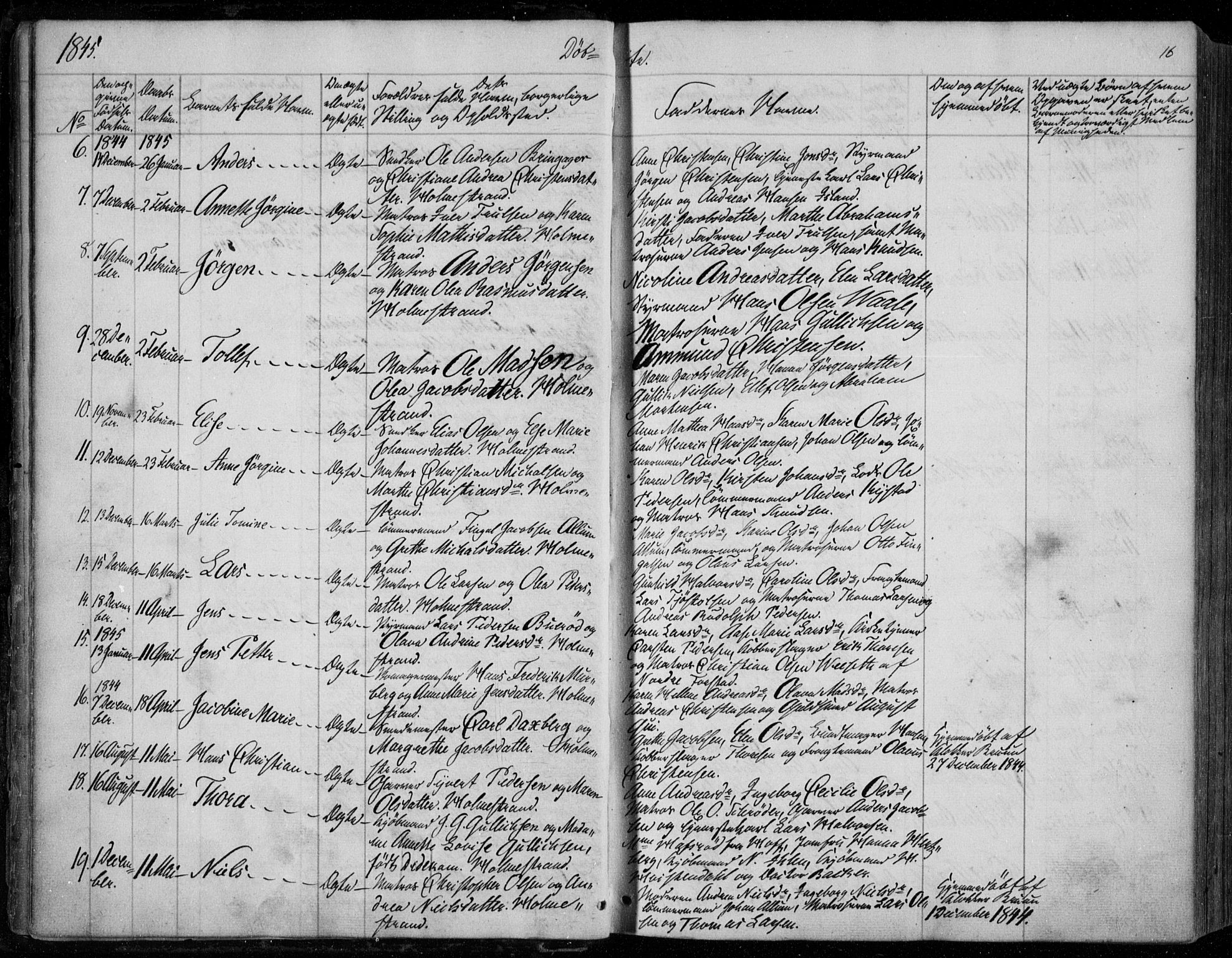 Holmestrand kirkebøker, SAKO/A-346/F/Fa/L0002: Parish register (official) no. 2, 1840-1866, p. 16