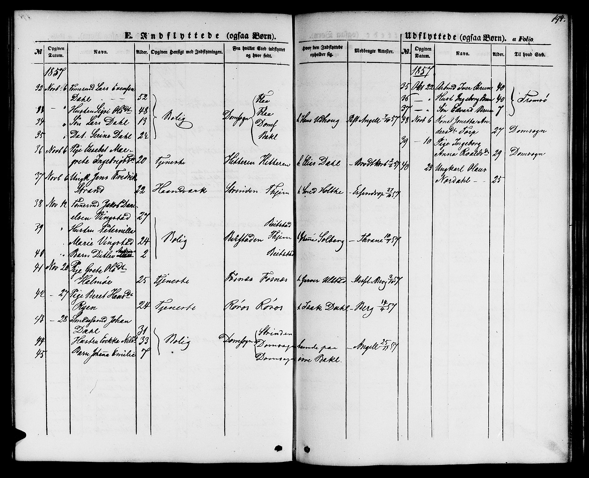 Ministerialprotokoller, klokkerbøker og fødselsregistre - Sør-Trøndelag, SAT/A-1456/604/L0184: Parish register (official) no. 604A05, 1851-1860, p. 194