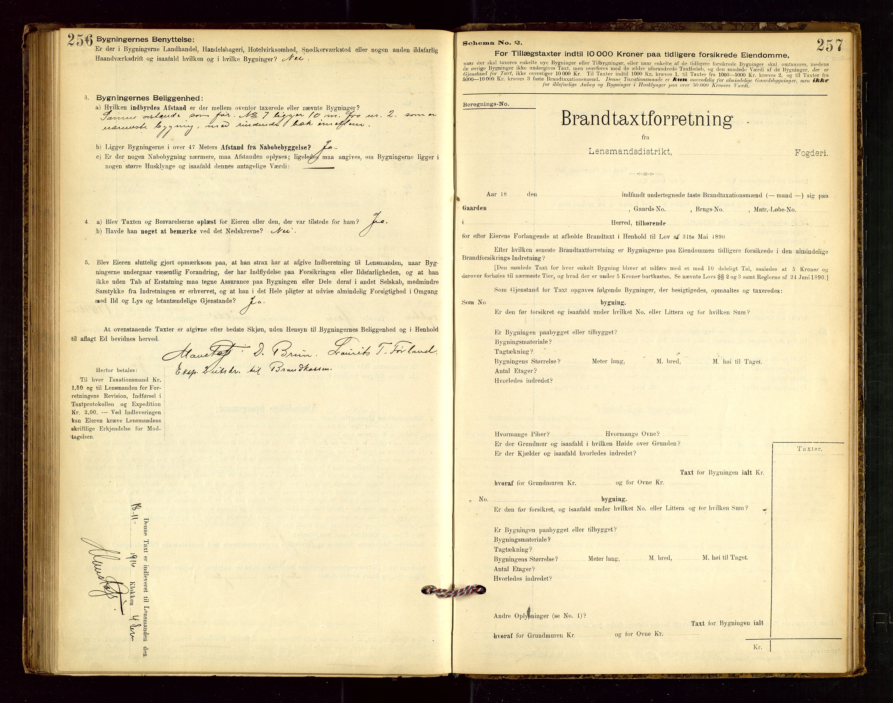 Tysvær lensmannskontor, AV/SAST-A-100192/Gob/L0001: "Brandtaxationsprotokol for Tysvær Lensmandsdistrikt Ryfylke Fogderi", 1894-1916, p. 256-257