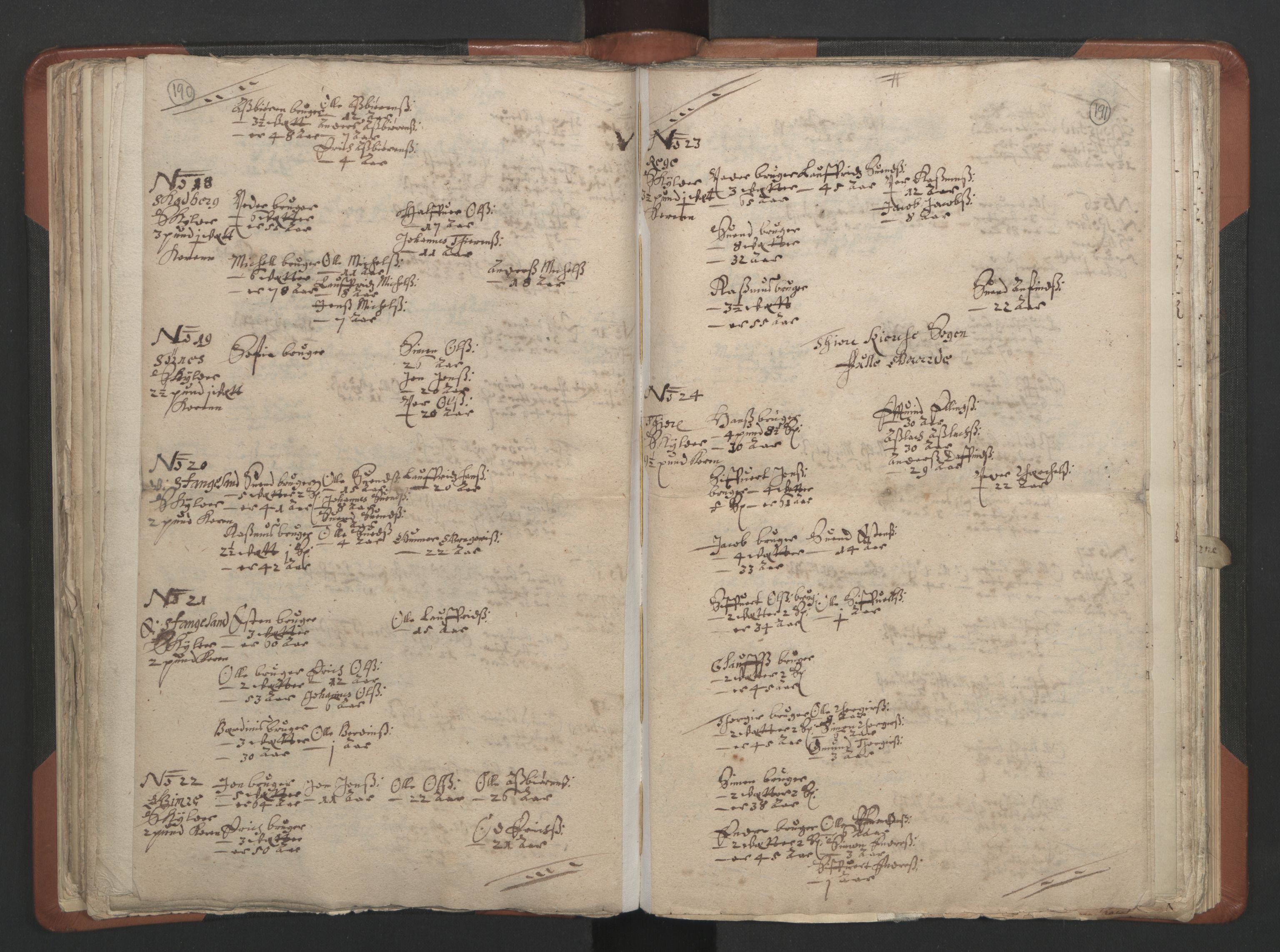 RA, Vicar's Census 1664-1666, no. 17: Jæren deanery and Dalane deanery, 1664-1666, p. 190-191