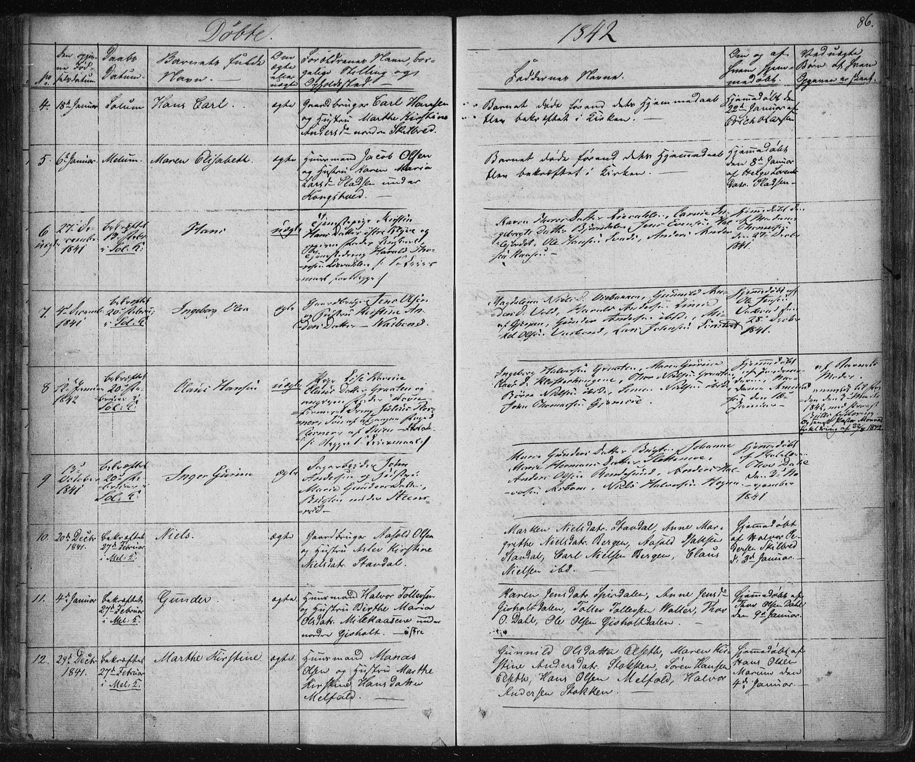 Solum kirkebøker, SAKO/A-306/F/Fa/L0005: Parish register (official) no. I 5, 1833-1843, p. 86