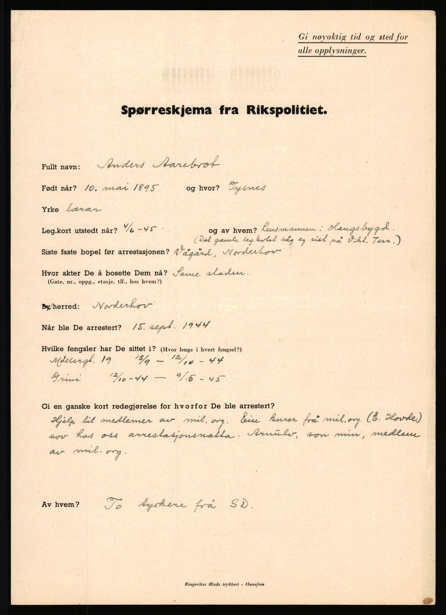 Rikspolitisjefen, AV/RA-S-1560/L/L0018: Wiborg, Bjarne Sigurd - Aavern, Reidar, 1940-1945, p. 834