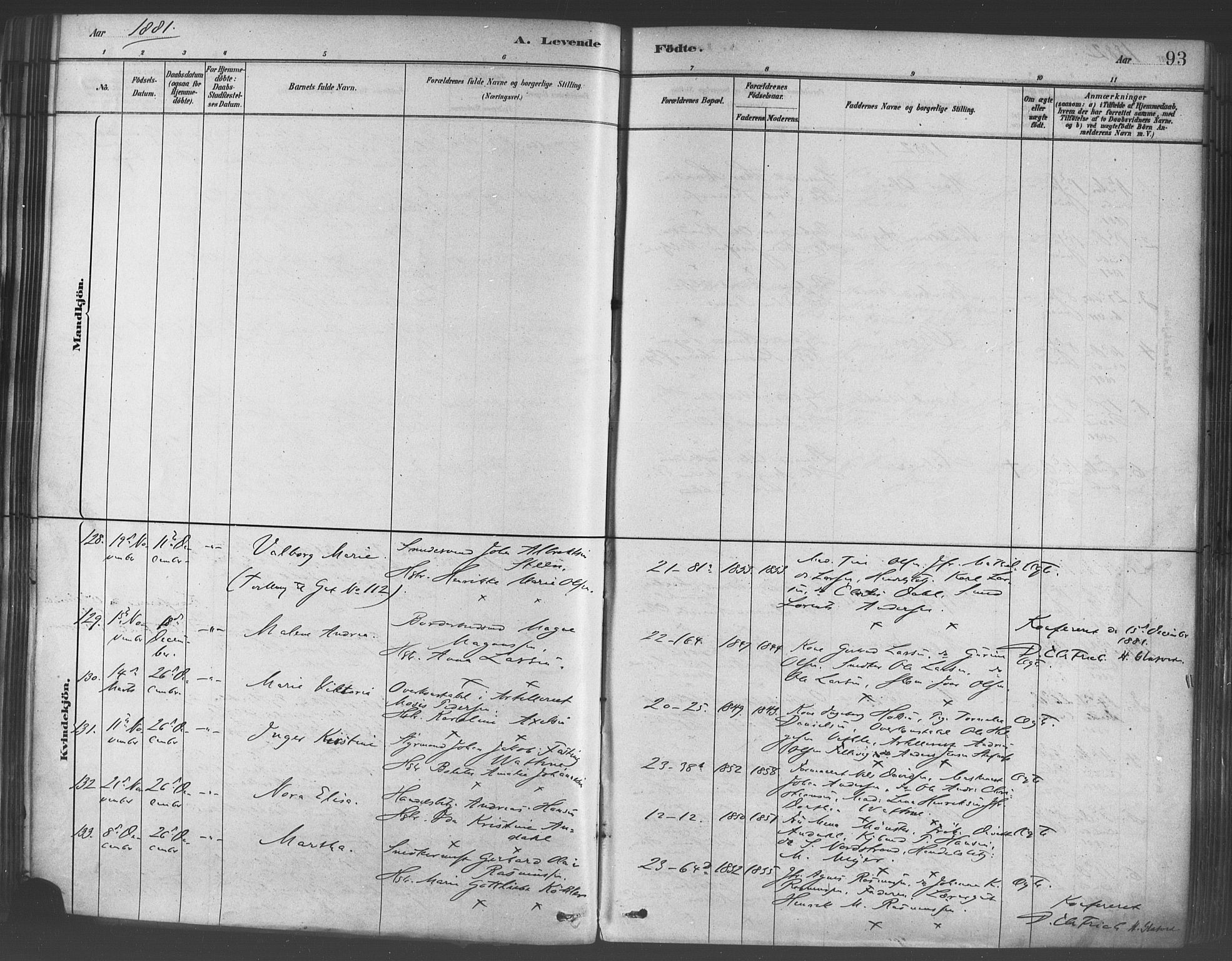 Korskirken sokneprestembete, SAB/A-76101/H/Haa/L0021: Parish register (official) no. B 7, 1878-1889, p. 93