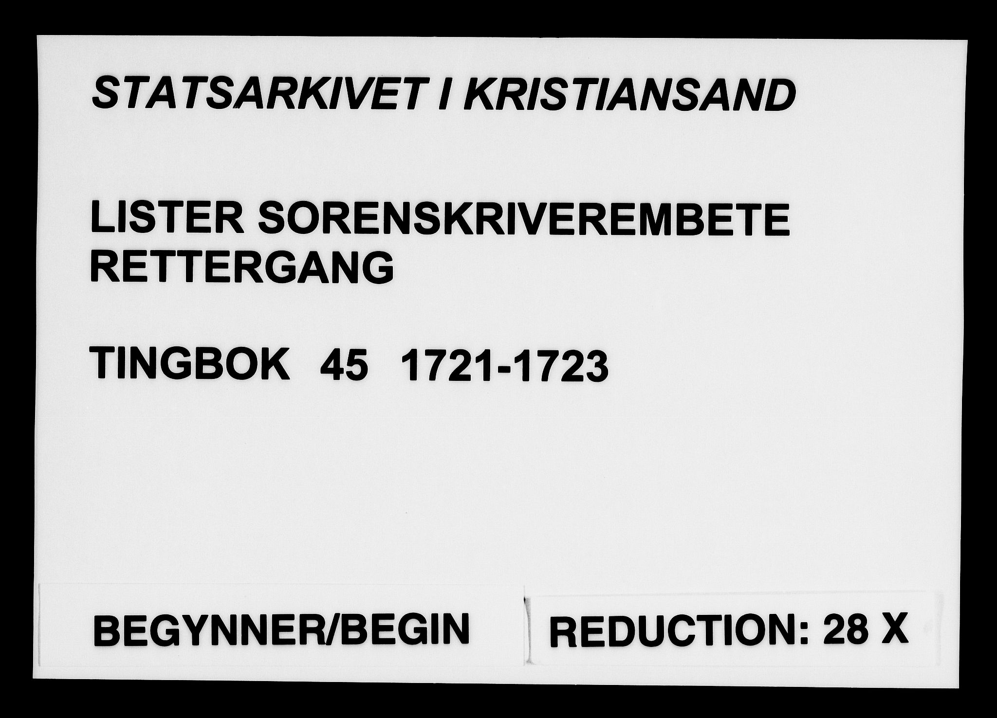 Lister sorenskriveri, AV/SAK-1221-0003/F/Fa/L0045: Tingbok nr 45, 1721-1723