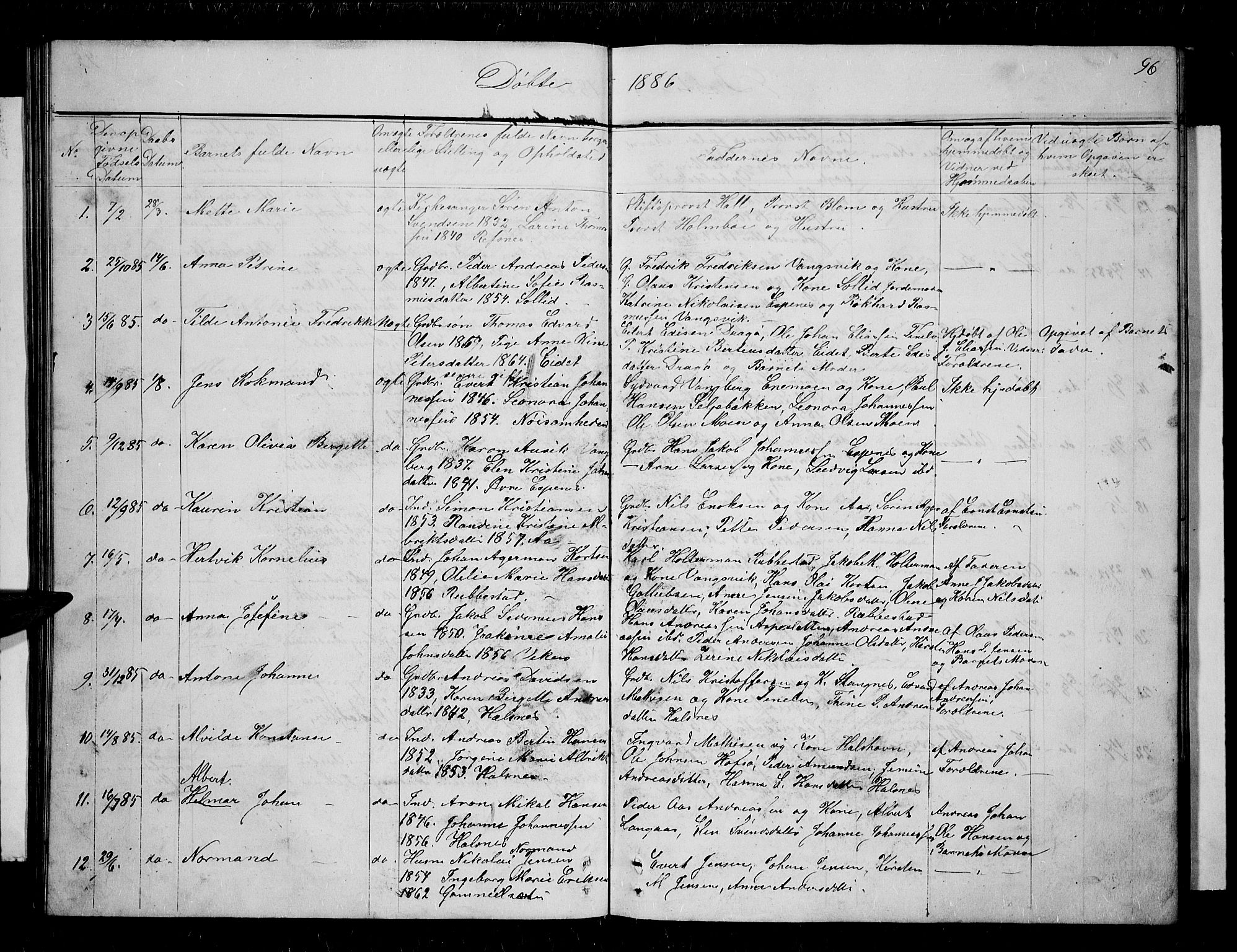 Tranøy sokneprestkontor, SATØ/S-1313/I/Ia/Iab/L0003klokker: Parish register (copy) no. 3, 1861-1887, p. 96