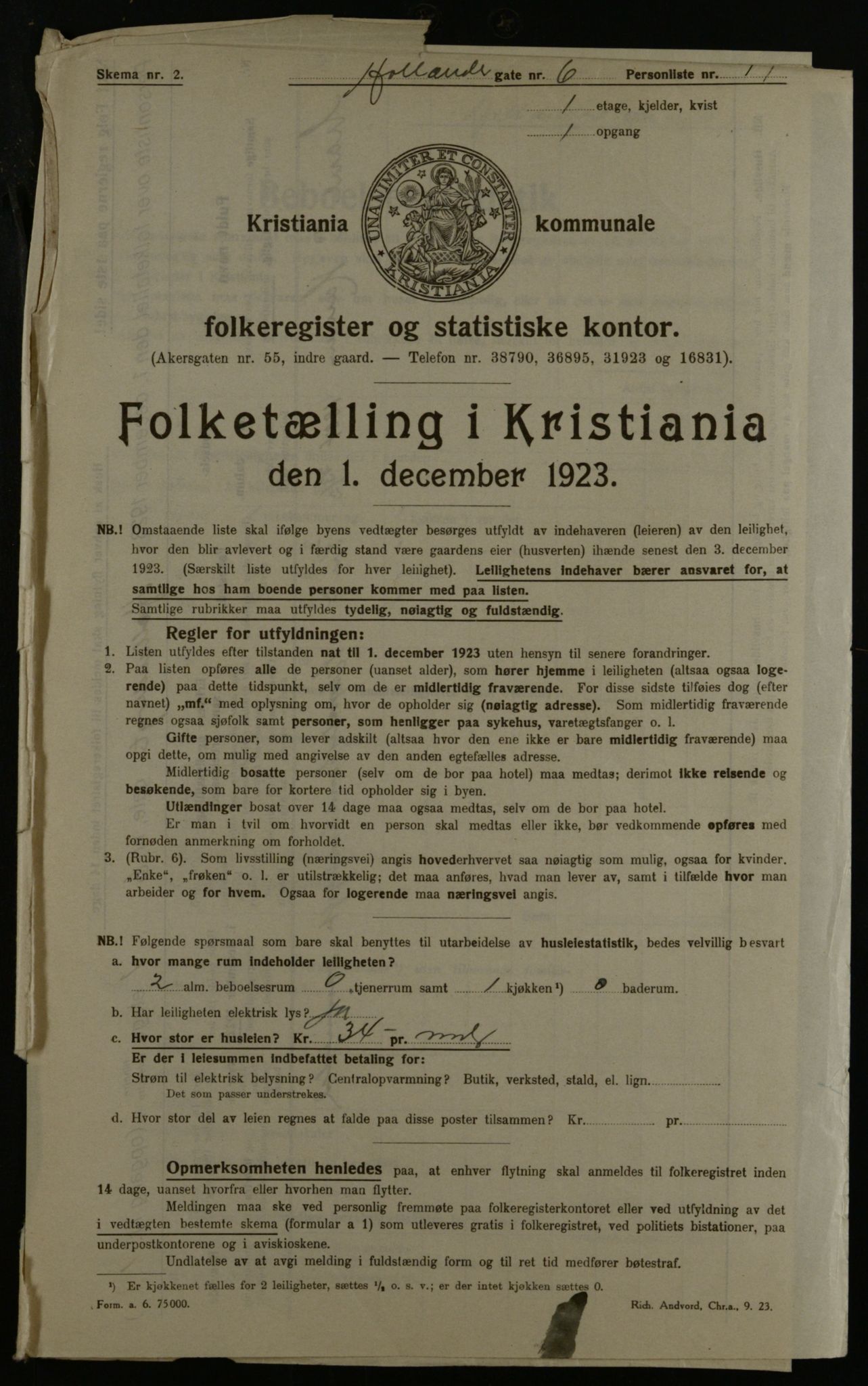 OBA, Municipal Census 1923 for Kristiania, 1923, p. 45578