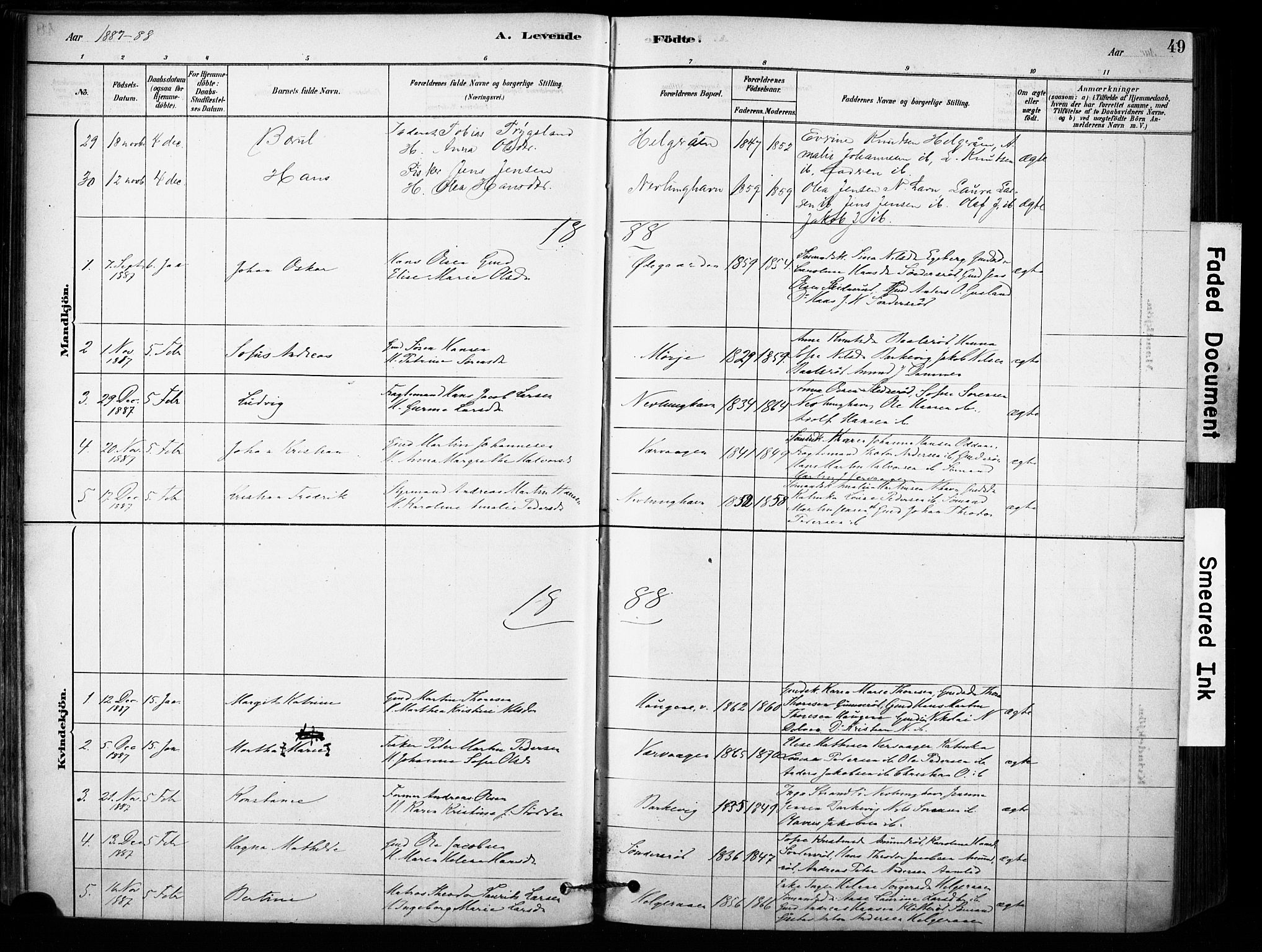 Brunlanes kirkebøker, SAKO/A-342/F/Fb/L0001: Parish register (official) no. II 1, 1878-1899, p. 49