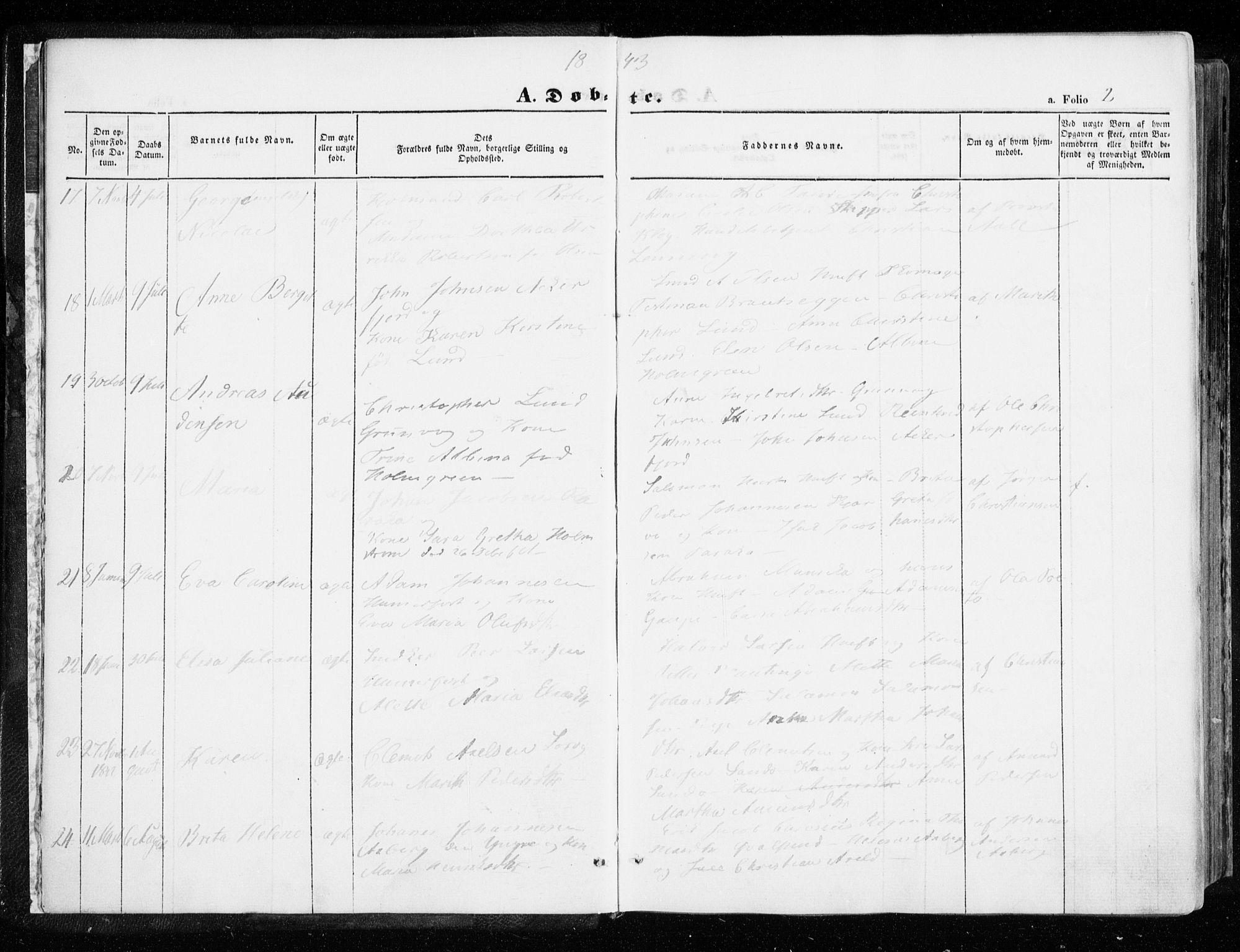 Hammerfest sokneprestkontor, AV/SATØ-S-1347/H/Ha/L0004.kirke: Parish register (official) no. 4, 1843-1856, p. 2