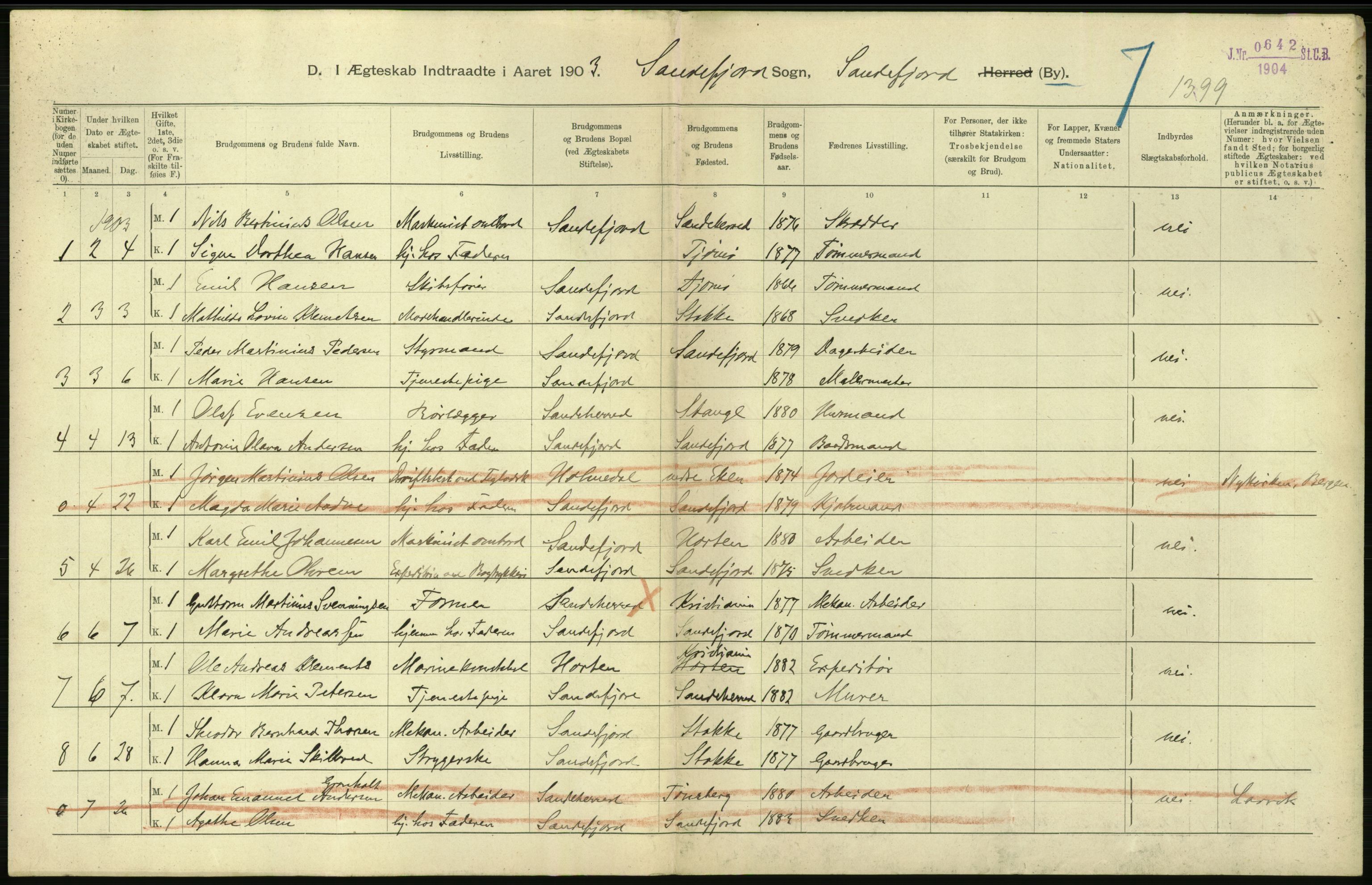 Statistisk sentralbyrå, Sosiodemografiske emner, Befolkning, AV/RA-S-2228/D/Df/Dfa/Dfaa/L0008: Jarlsberg og Larvik amt: Fødte, gifte, døde, 1903, p. 478