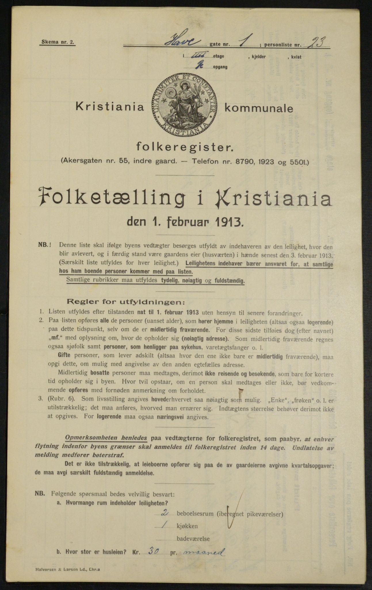 OBA, Municipal Census 1913 for Kristiania, 1913, p. 33378