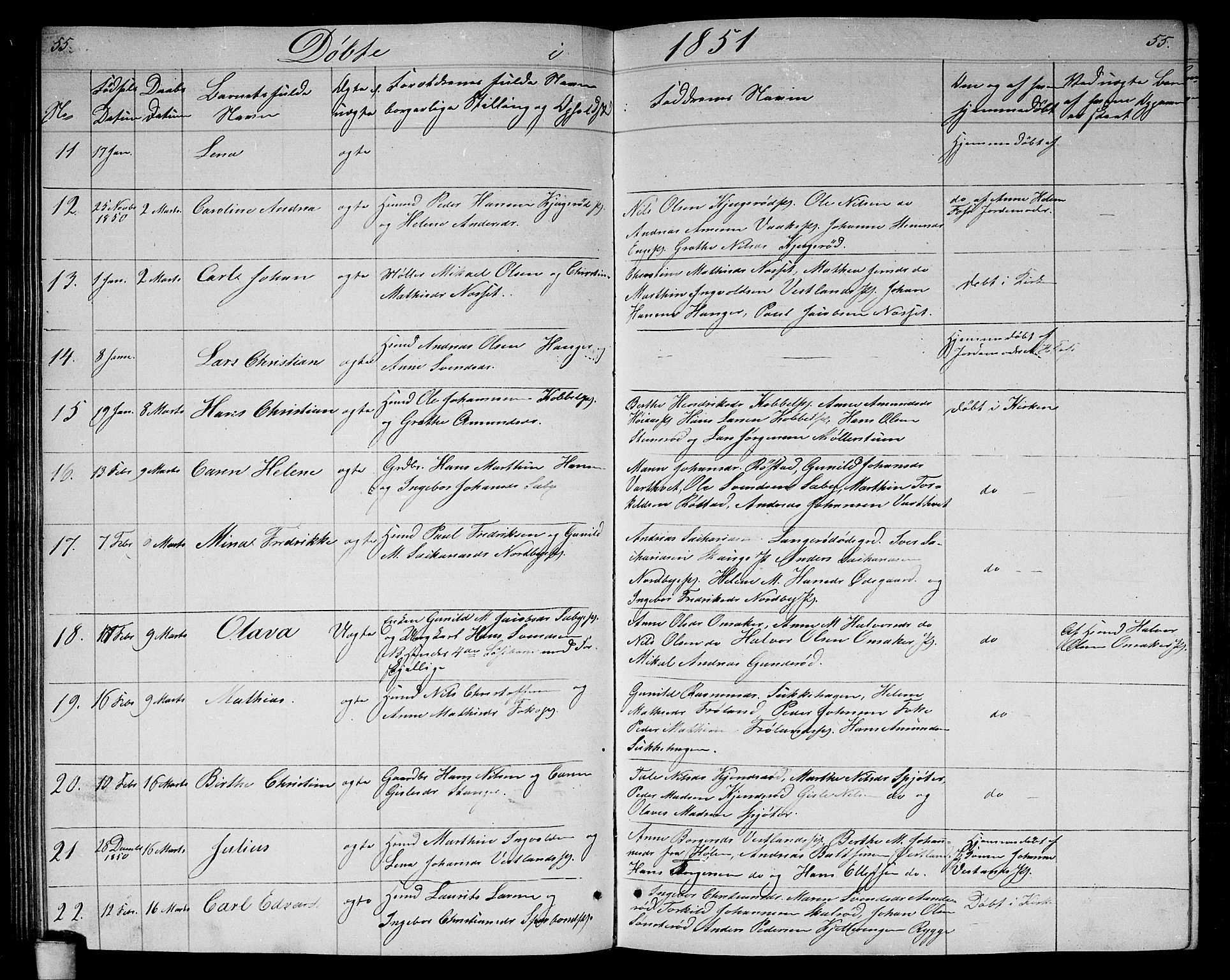 Våler prestekontor Kirkebøker, AV/SAO-A-11083/G/Ga/L0002: Parish register (copy) no. I 2, 1839-1860, p. 55