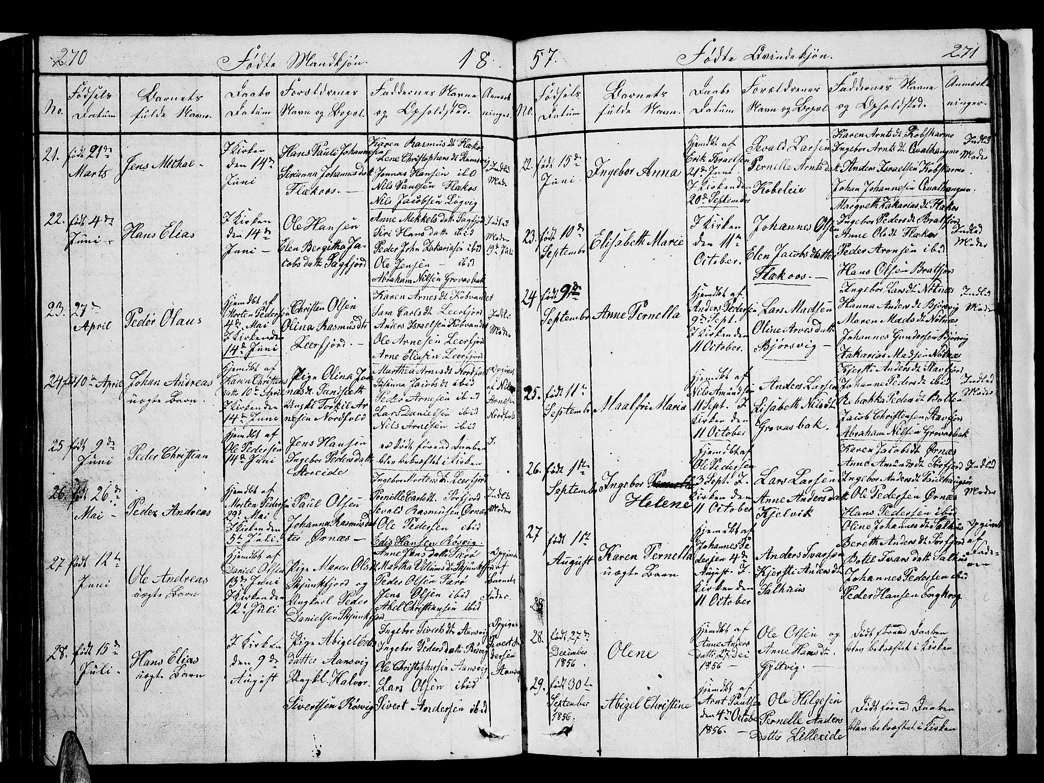 Ministerialprotokoller, klokkerbøker og fødselsregistre - Nordland, AV/SAT-A-1459/853/L0773: Parish register (copy) no. 853C01, 1821-1859, p. 270-271