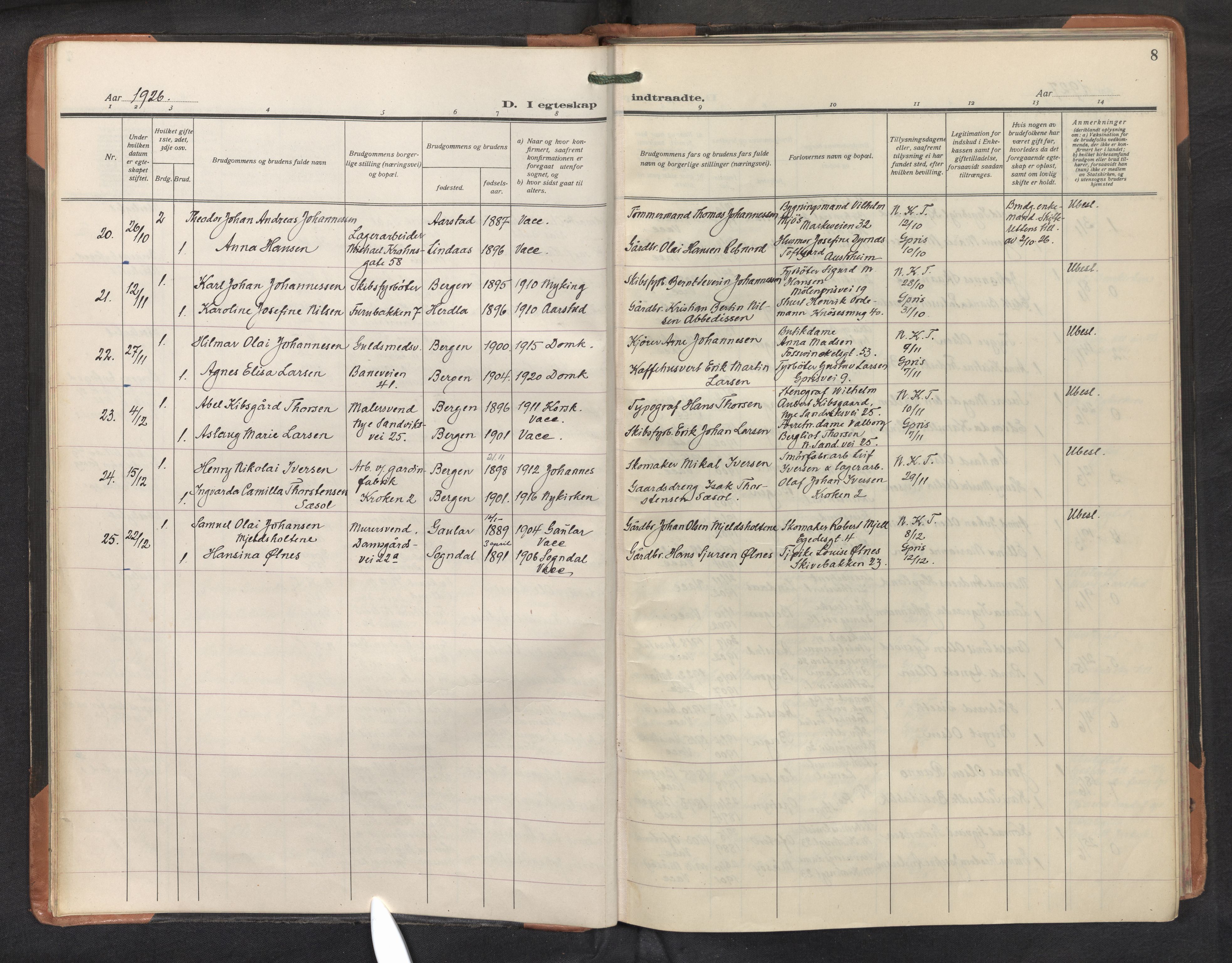 St. Markus sokneprestembete, AV/SAB-A-99935: Parish register (official) no. C 1, 1924-1947, p. 7b-8a