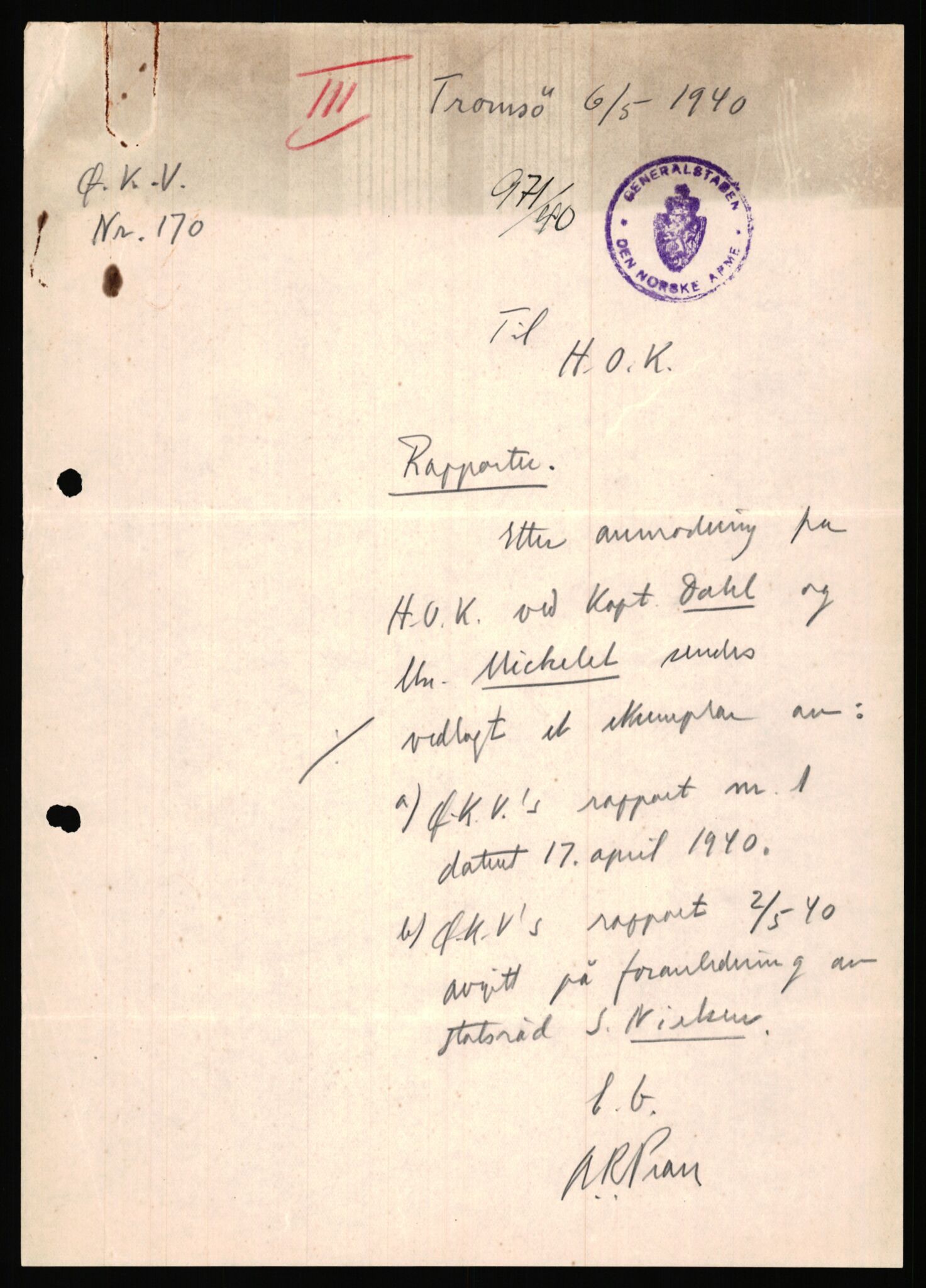 Forsvaret, Forsvarets krigshistoriske avdeling, AV/RA-RAFA-2017/Y/Ya/L0031: II-C-11-51 - Hærens overkommando, 1940, p. 543