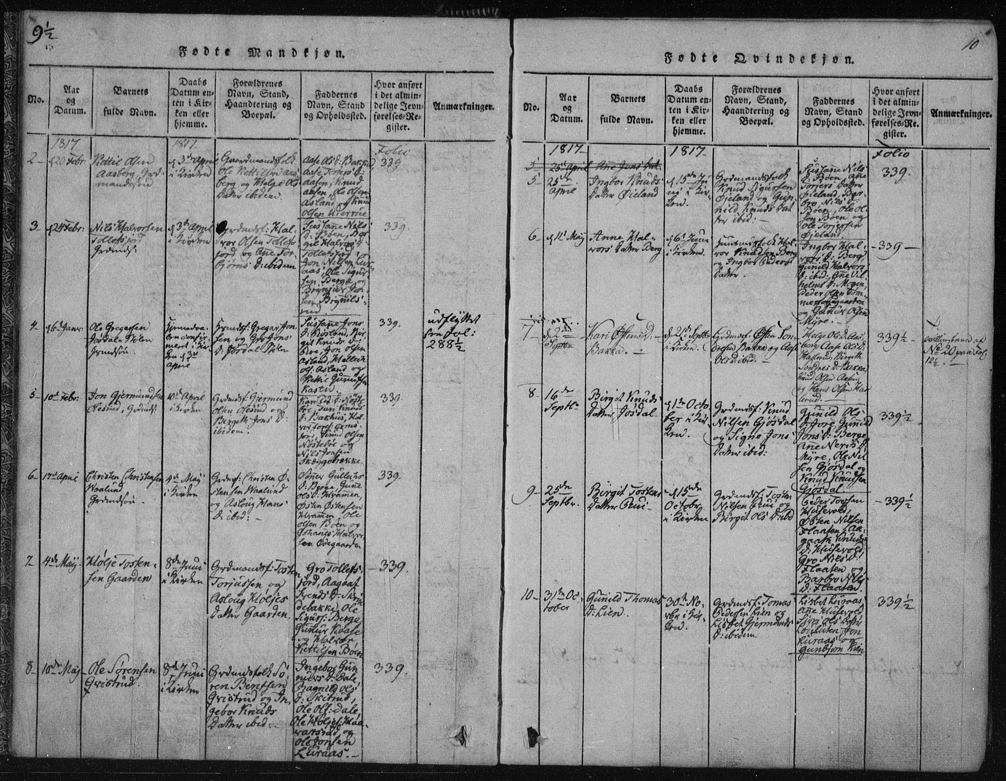 Tinn kirkebøker, SAKO/A-308/F/Fa/L0004: Parish register (official) no. I 4, 1815-1843, p. 9b-10a