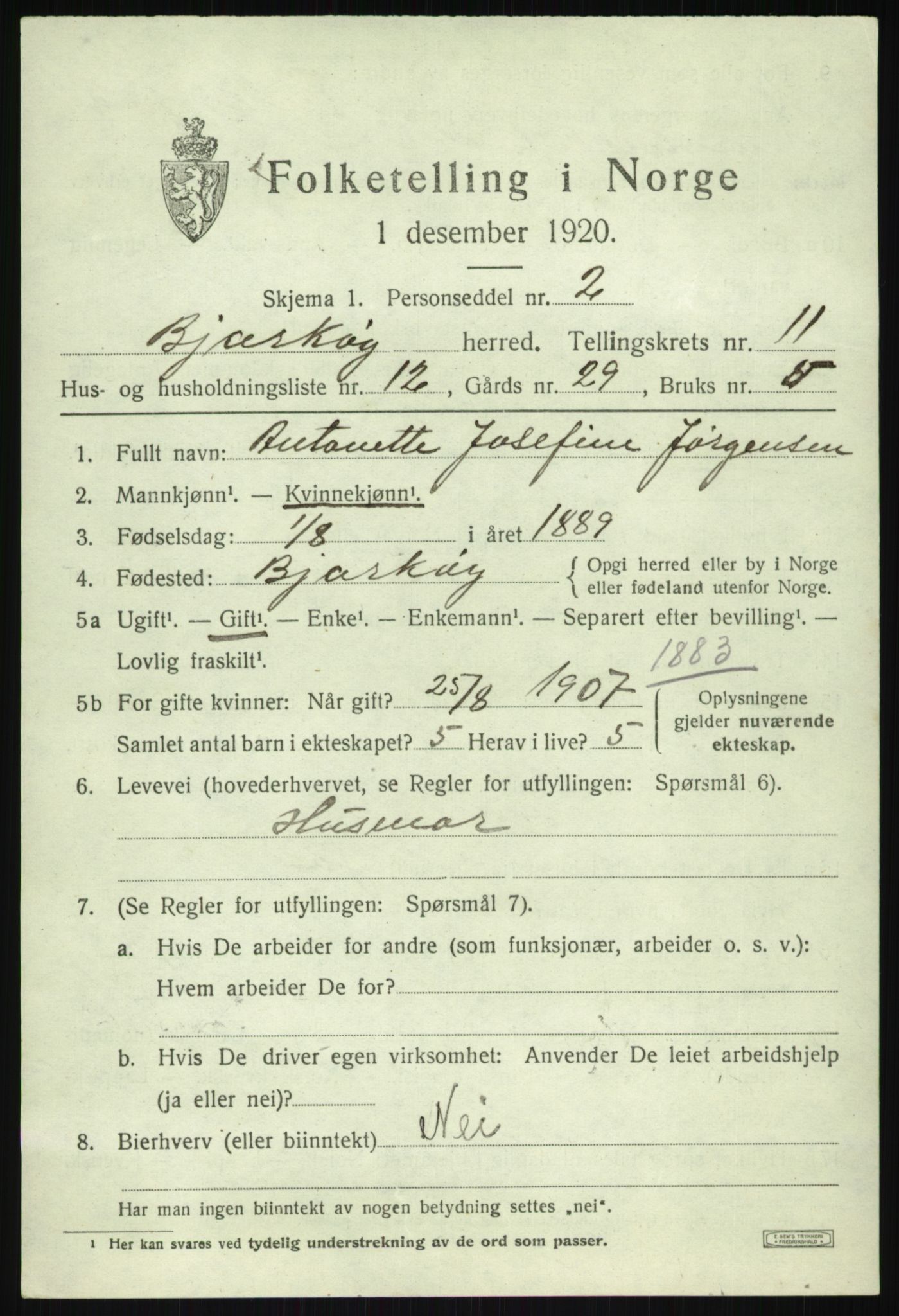 SATØ, 1920 census for Bjarkøy, 1920, p. 4413