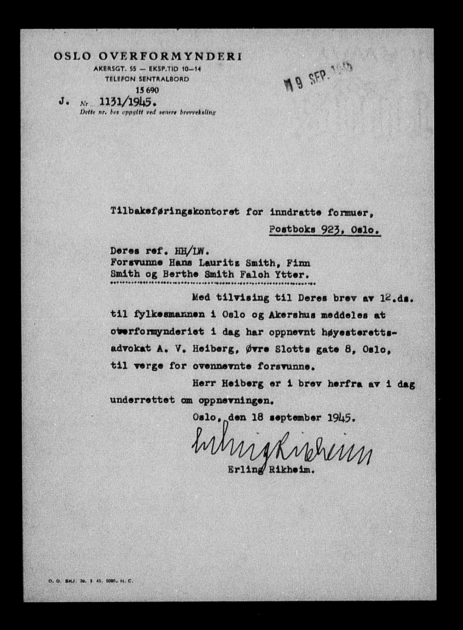 Justisdepartementet, Tilbakeføringskontoret for inndratte formuer, RA/S-1564/H/Hc/Hcc/L0981: --, 1945-1947, p. 656