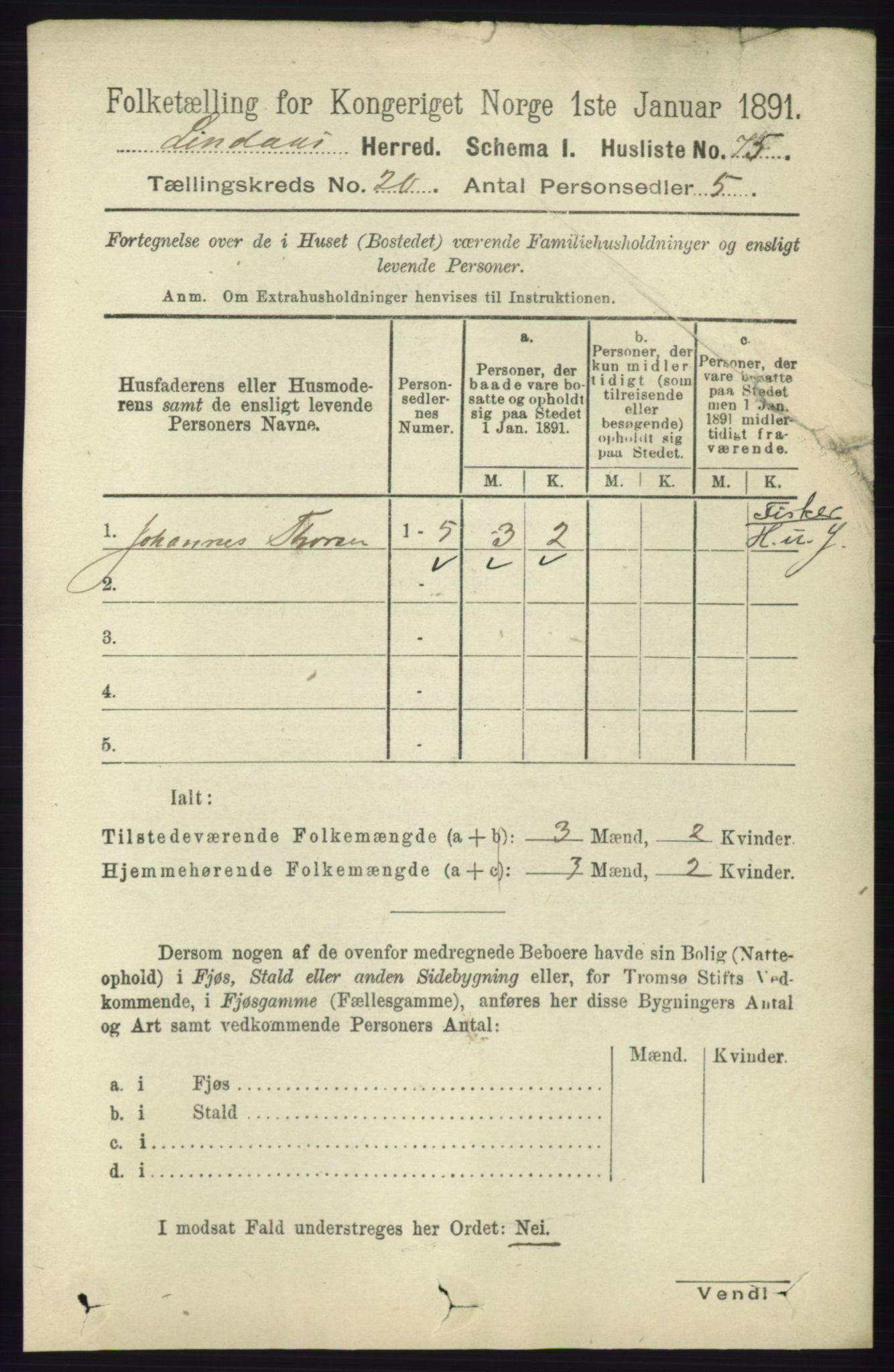 RA, 1891 census for 1263 Lindås, 1891, p. 7349