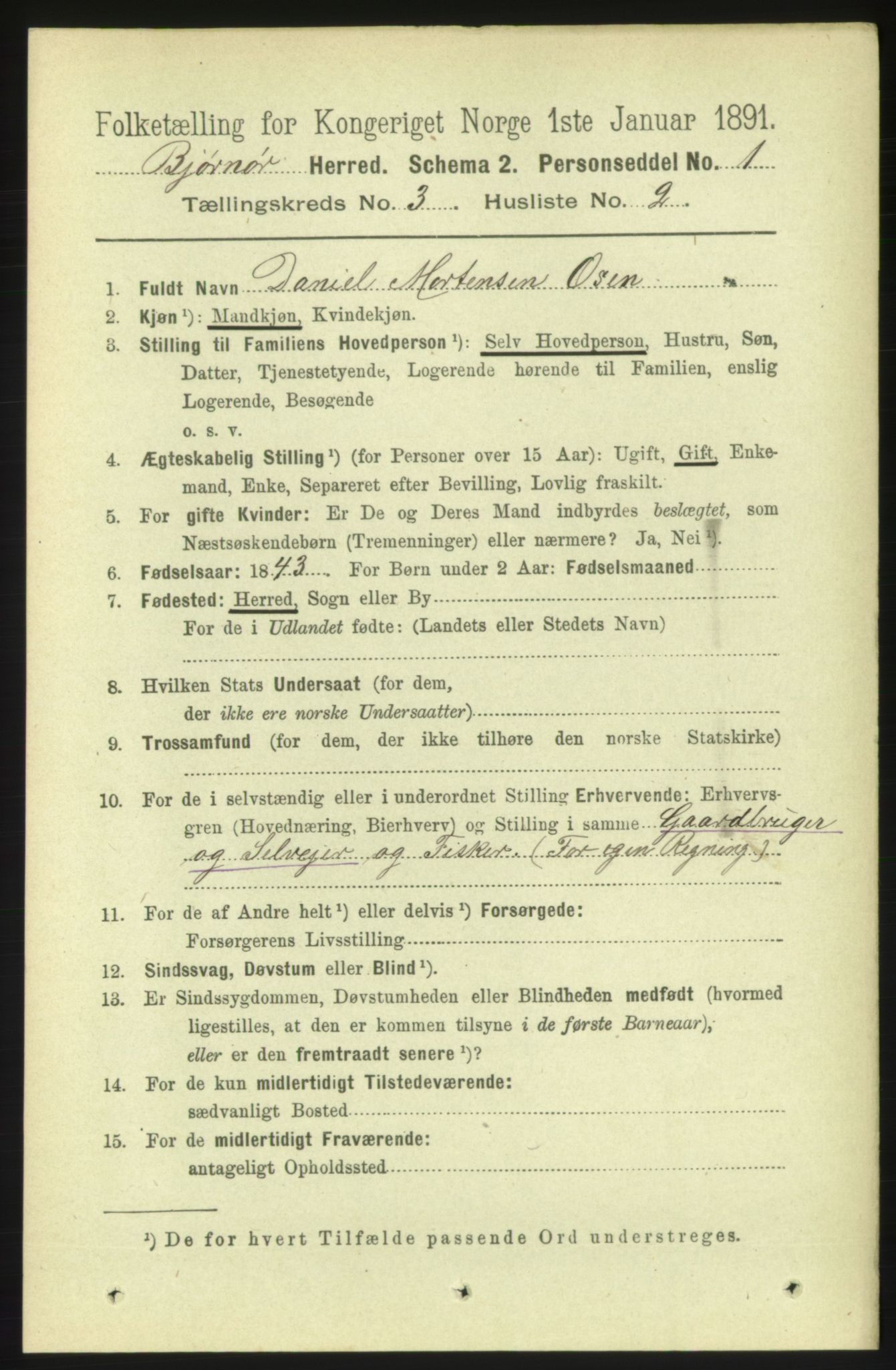 RA, 1891 census for 1632 Bjørnør, 1891, p. 1199