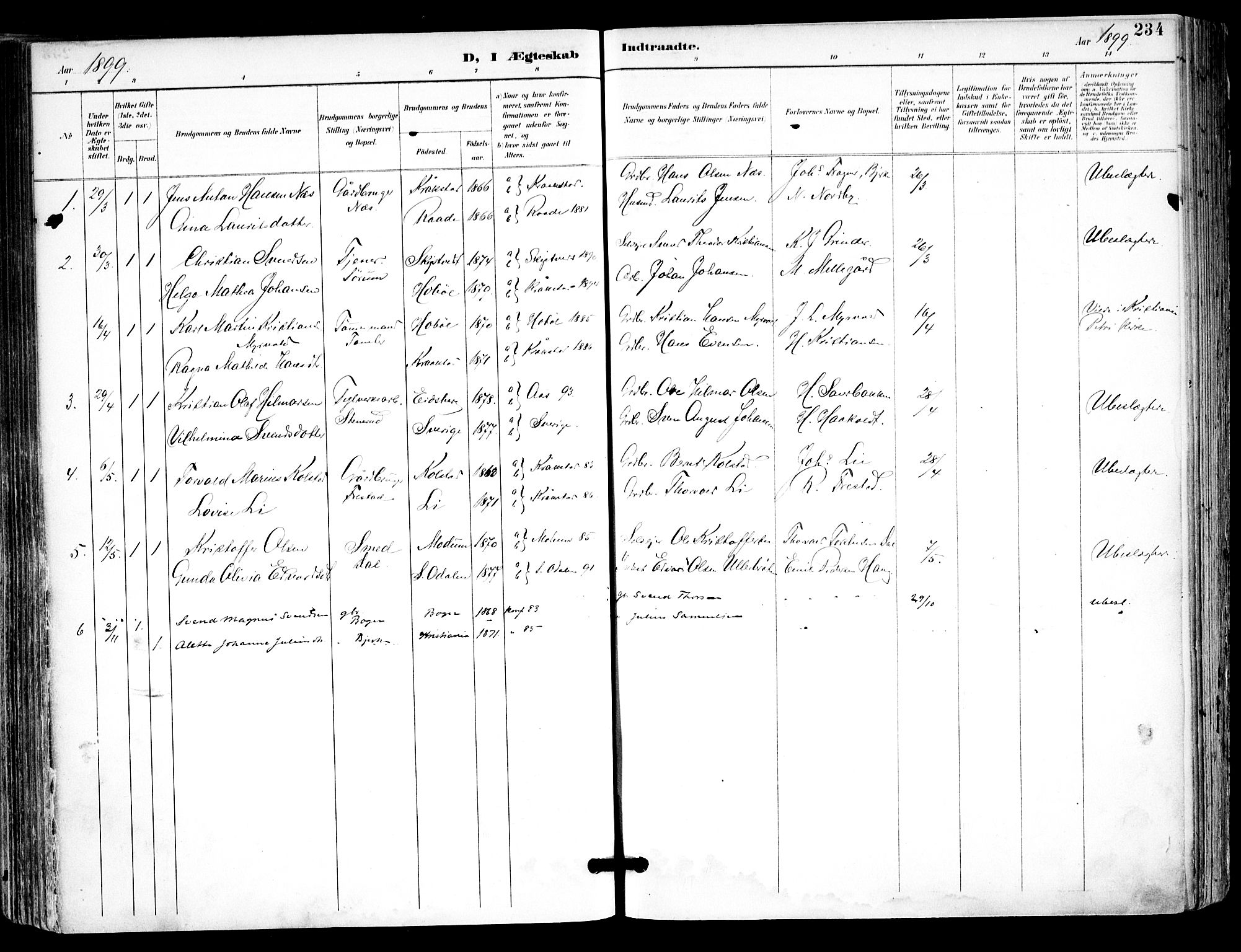 Kråkstad prestekontor Kirkebøker, SAO/A-10125a/F/Fa/L0010: Parish register (official) no. I 10, 1893-1931, p. 234