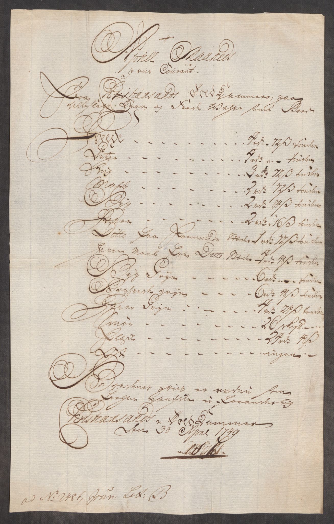 Rentekammeret inntil 1814, Realistisk ordnet avdeling, RA/EA-4070/Oe/L0004: [Ø1]: Priskuranter, 1749-1752, p. 157