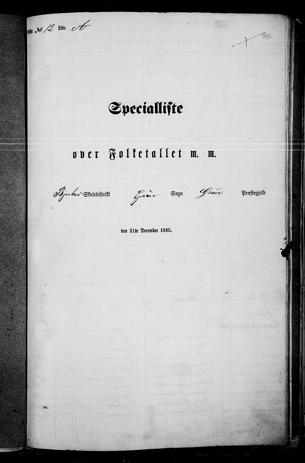 RA, 1865 census for Grue, 1865, p. 292